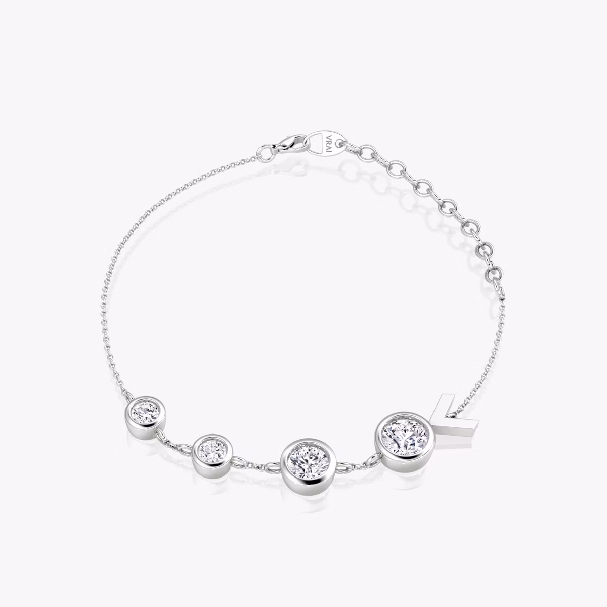 Arrow Station Bracelet | Round Brilliant | 14k | White Gold | chainLength: 5.5