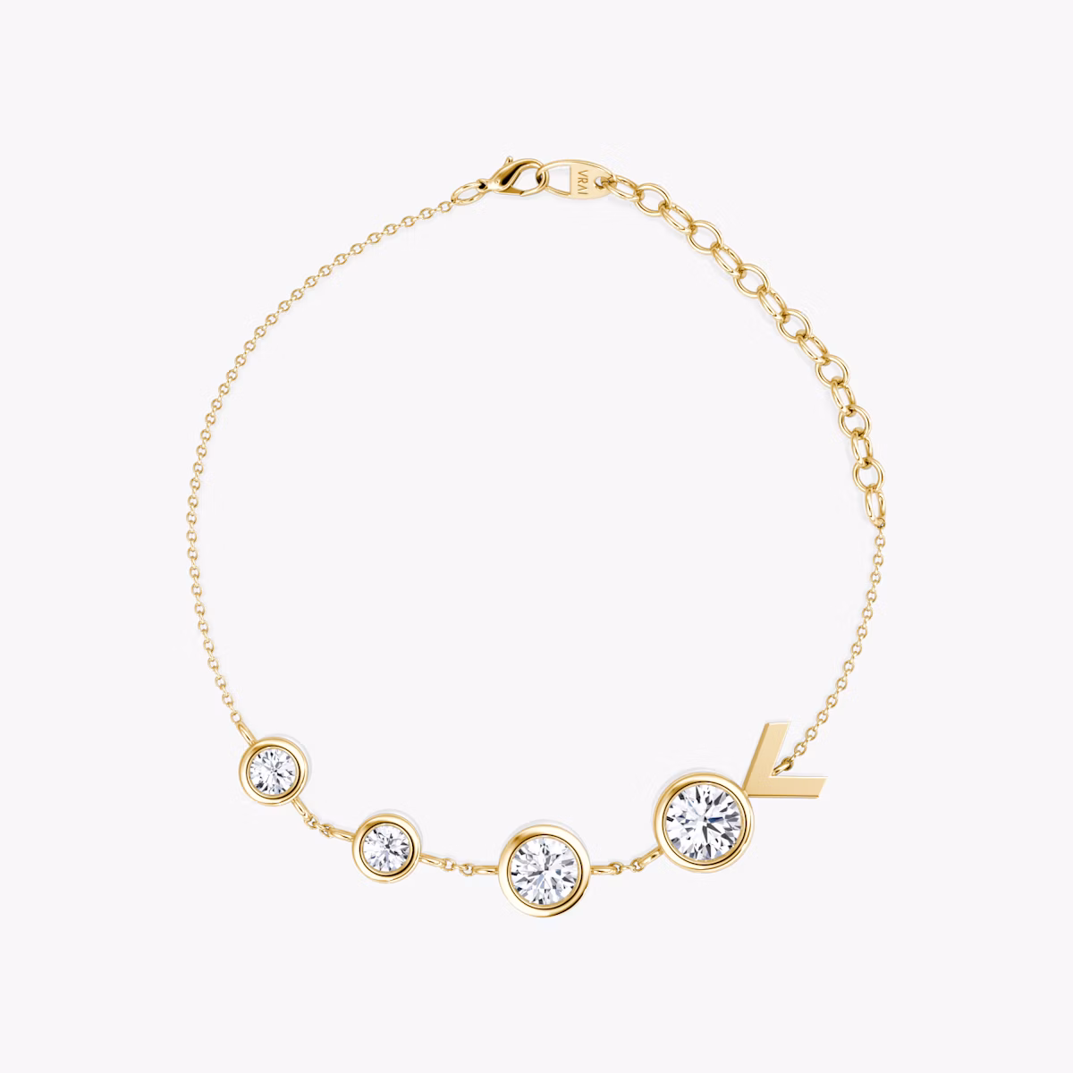 Arrow Station Bracelet | Round Brilliant | 14k | Yellow Gold | chainLength: 5.5