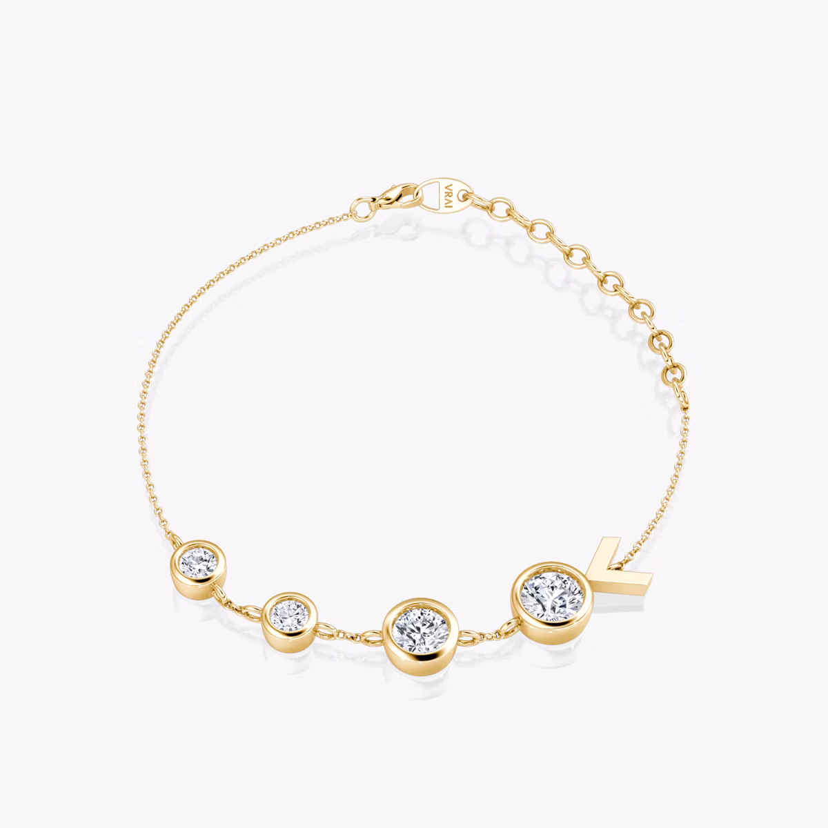 Arrow Station Bracelet | Round Brilliant | 14k | Yellow Gold | chainLength: 5.5
