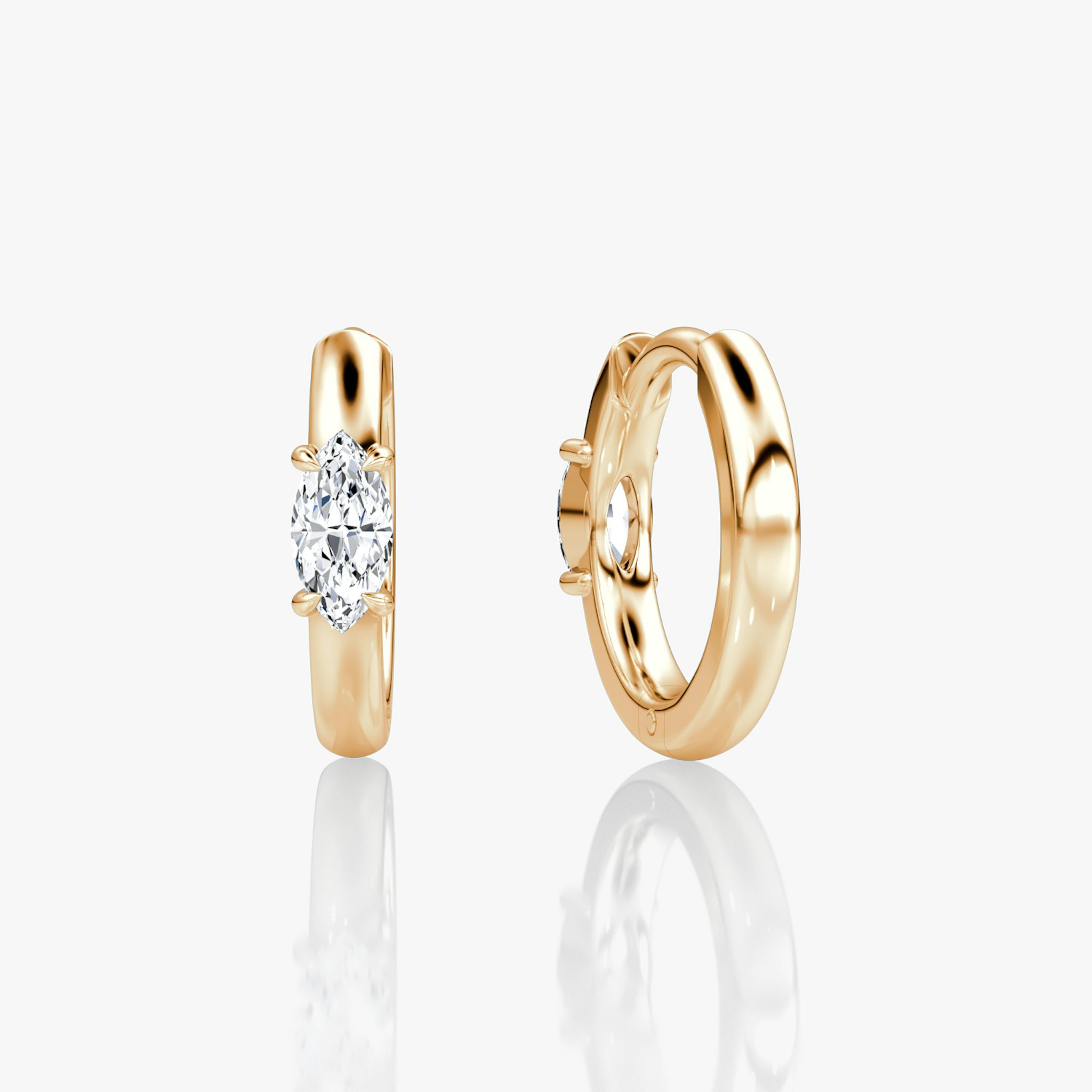 Solitaire Huggie Hoop | Marquise | 14k | Rose Gold