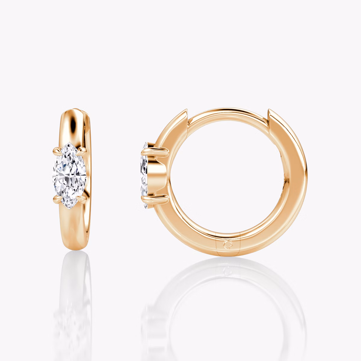 Créole Solitaire Huggie | Marquise | 14k | Or rose