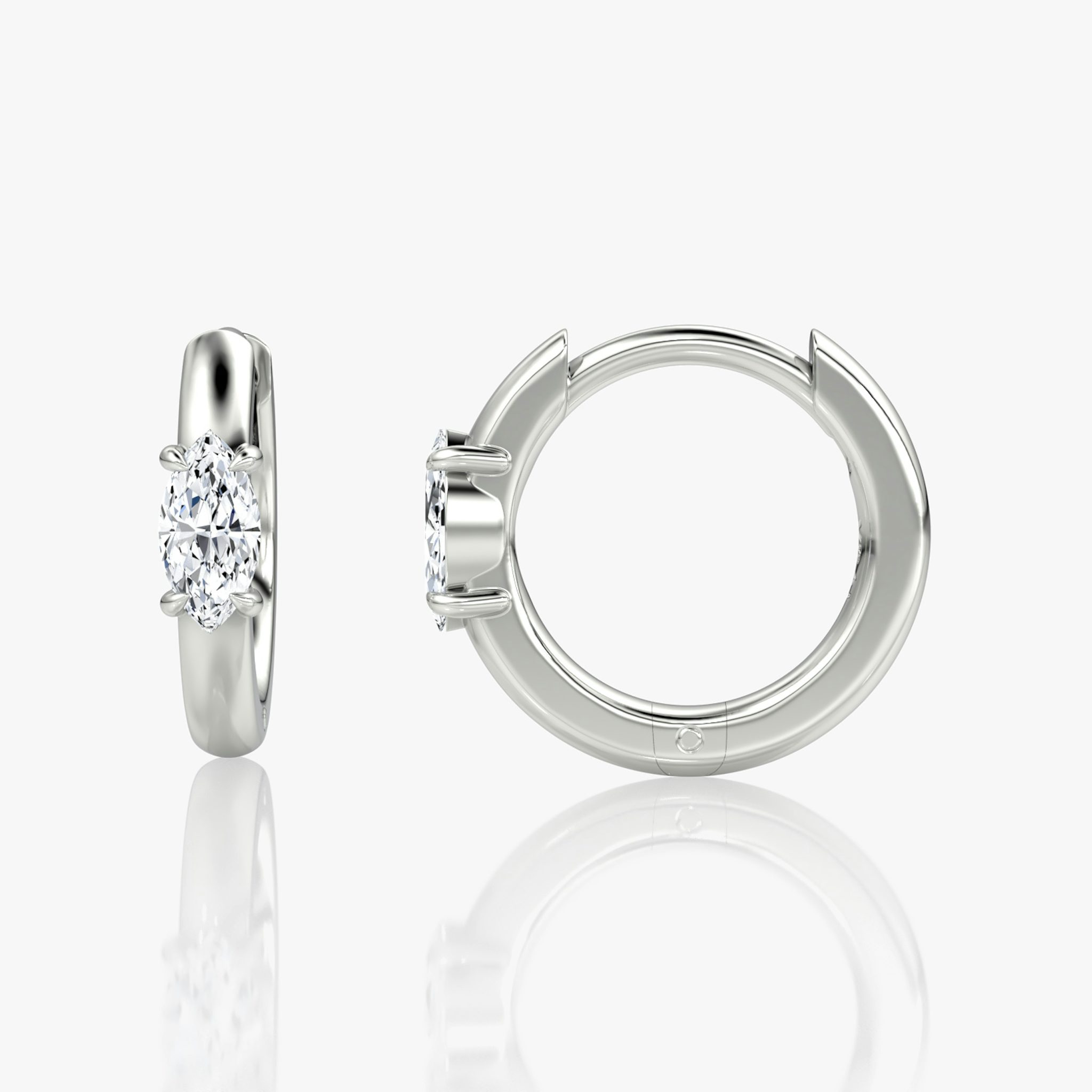 Solitaire Huggie Hoop | Marquise | 14k | White Gold