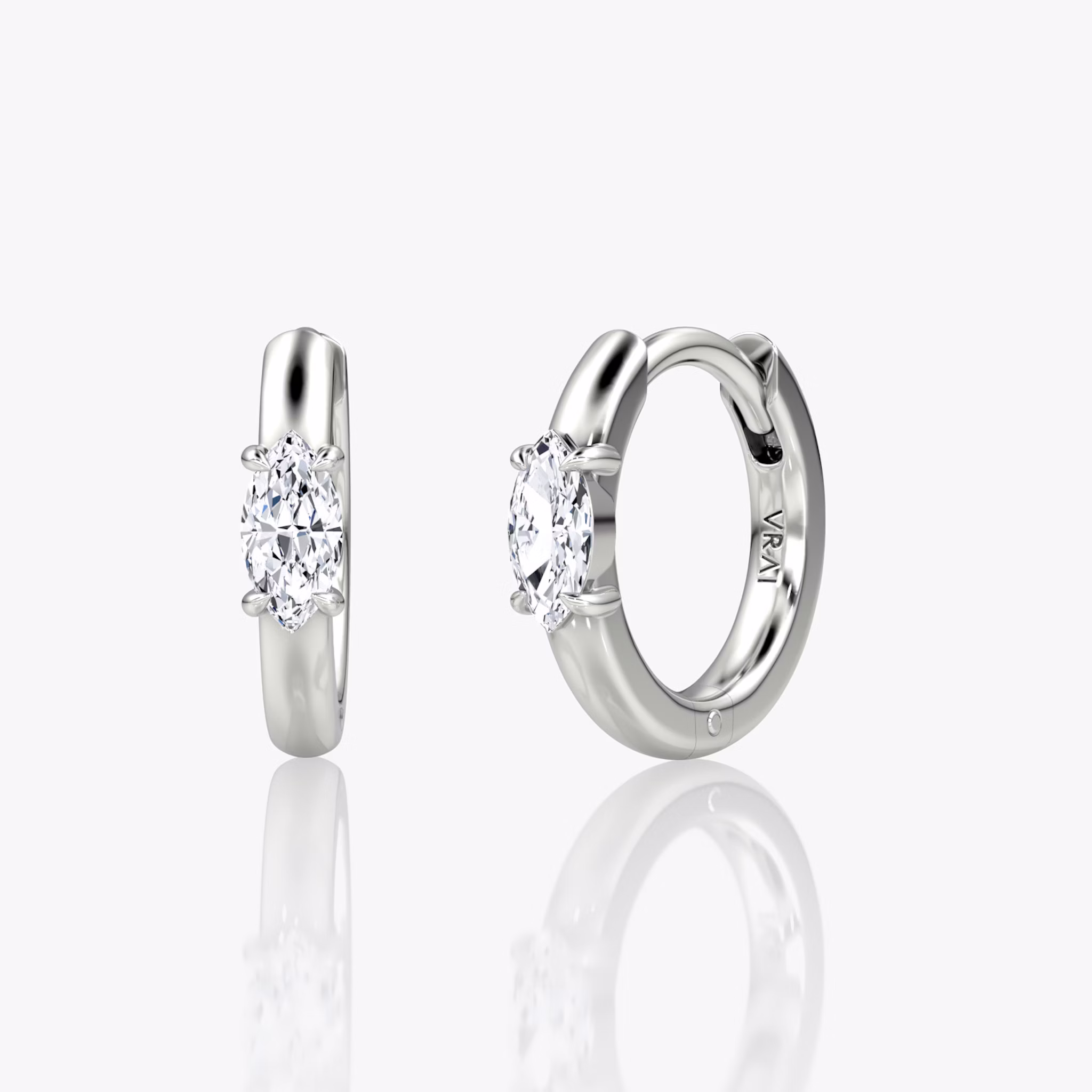 Solitaire Huggie Hoop | Marquise | 14k | White Gold