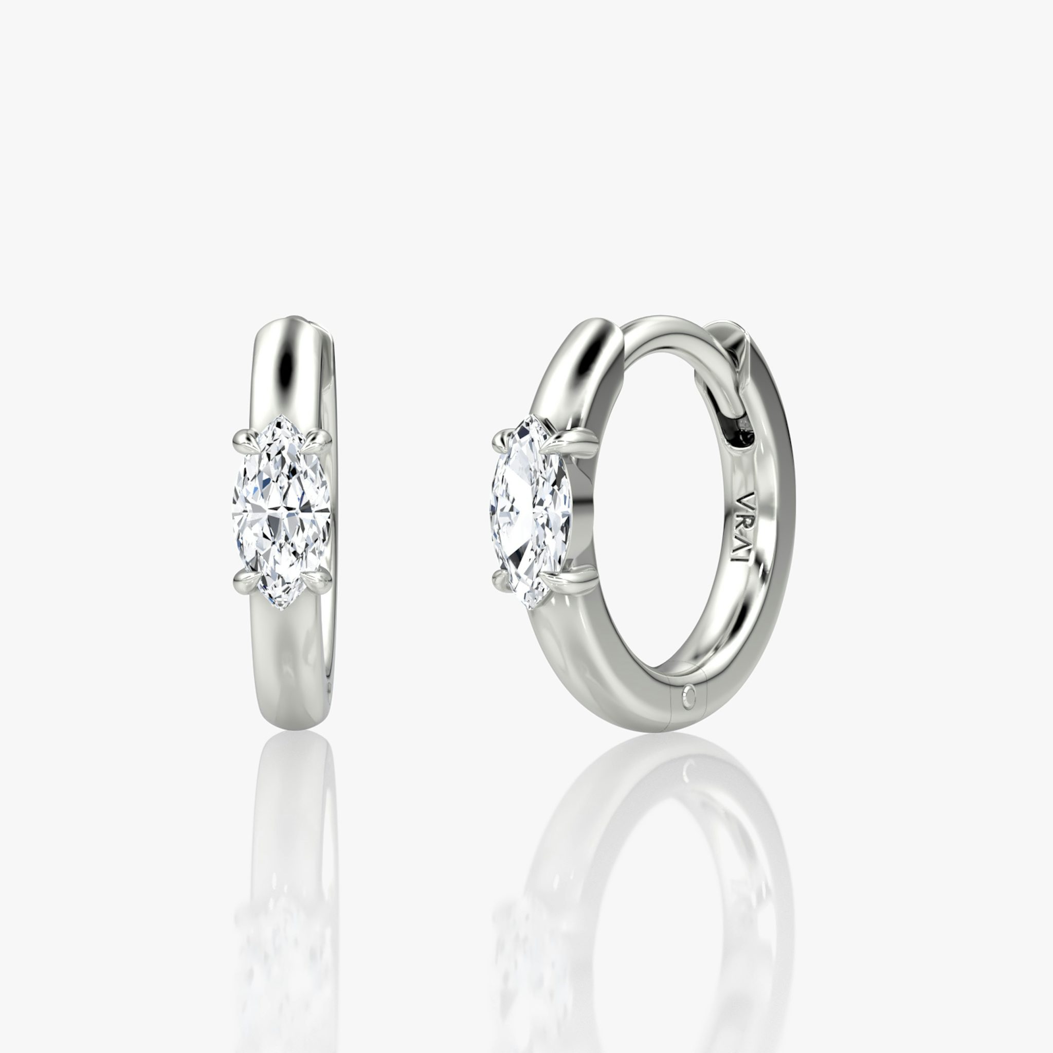 Solitaire Huggie Hoop | Marquise | 14k | White Gold