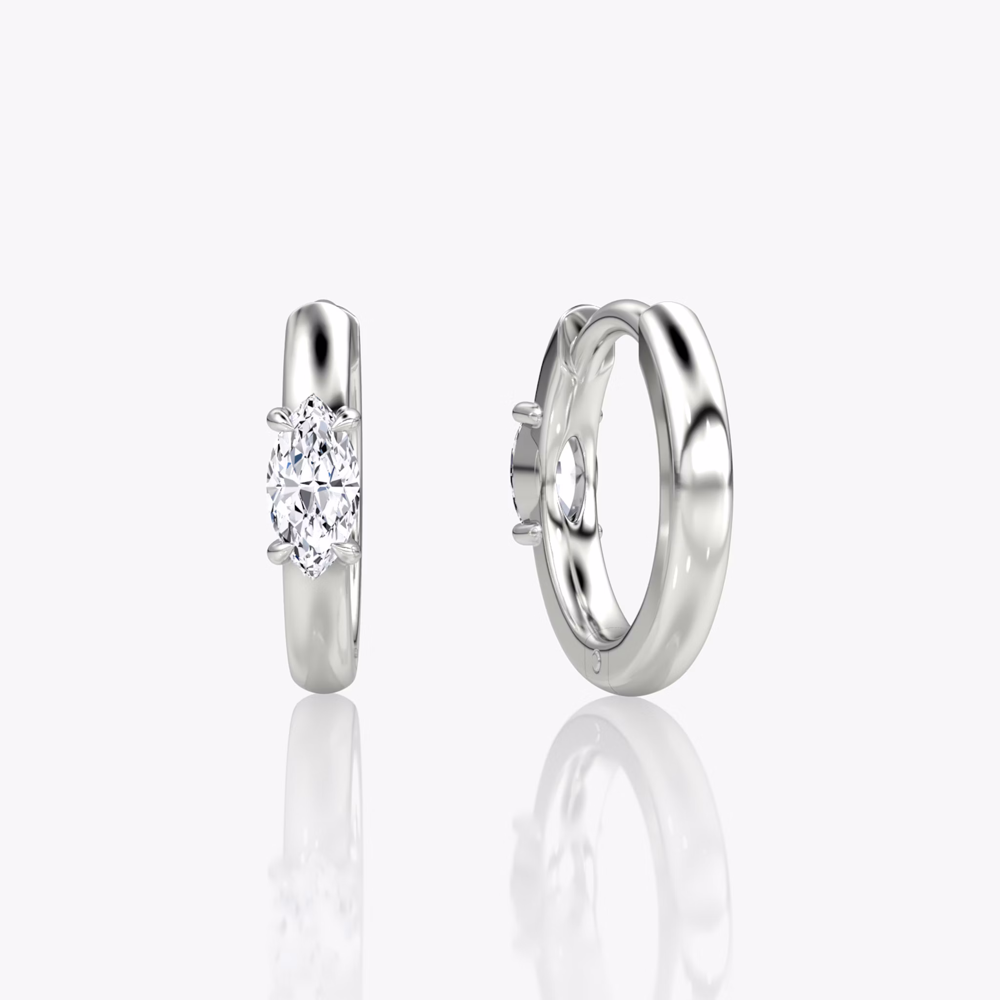 Solitaire Huggie Hoop | Marquise | 14k | White Gold