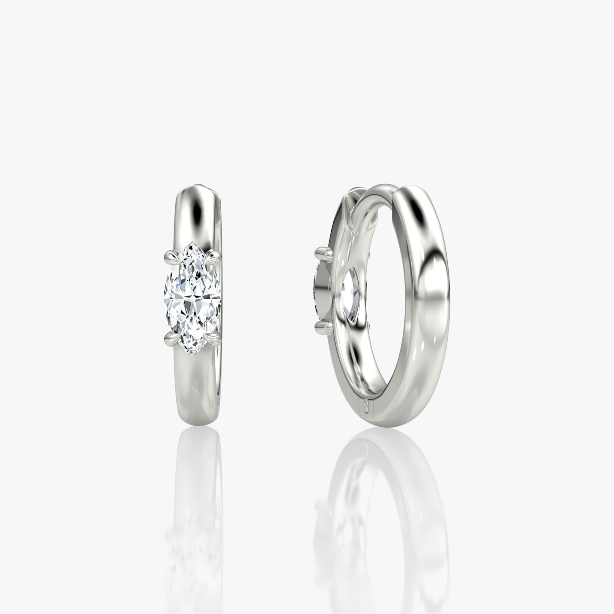 Solitaire Huggie Hoop | Marquise | 14k | White Gold