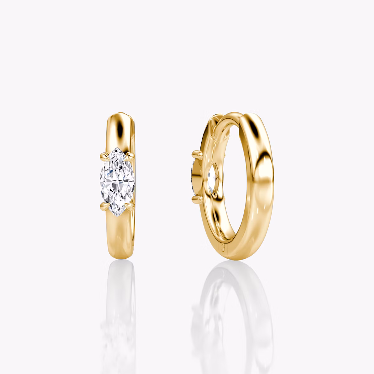Solitaire Huggie Hoop | Marquise | 14k | Yellow Gold