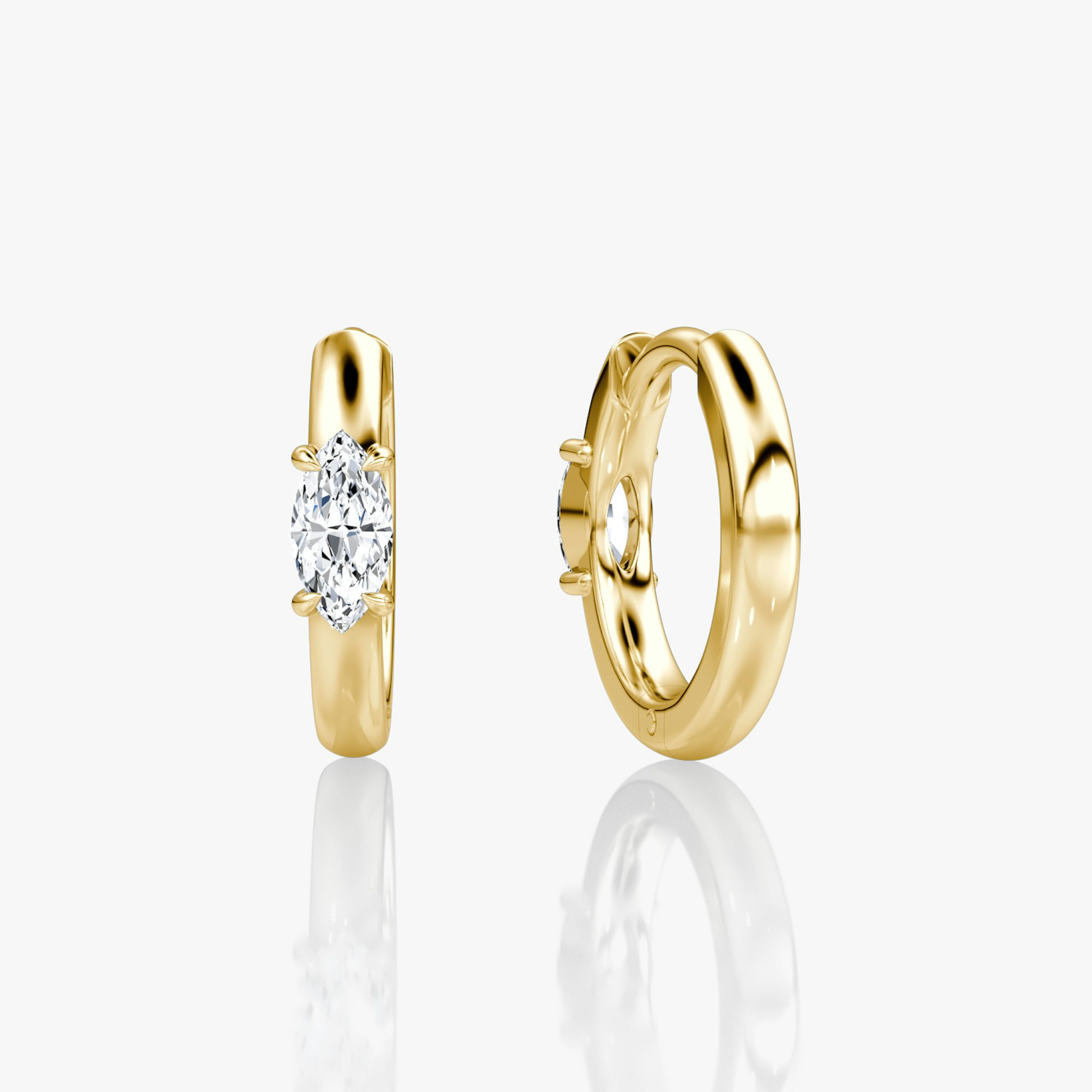 Solitaire Huggie Hoop | Marquise | 14k | Yellow Gold