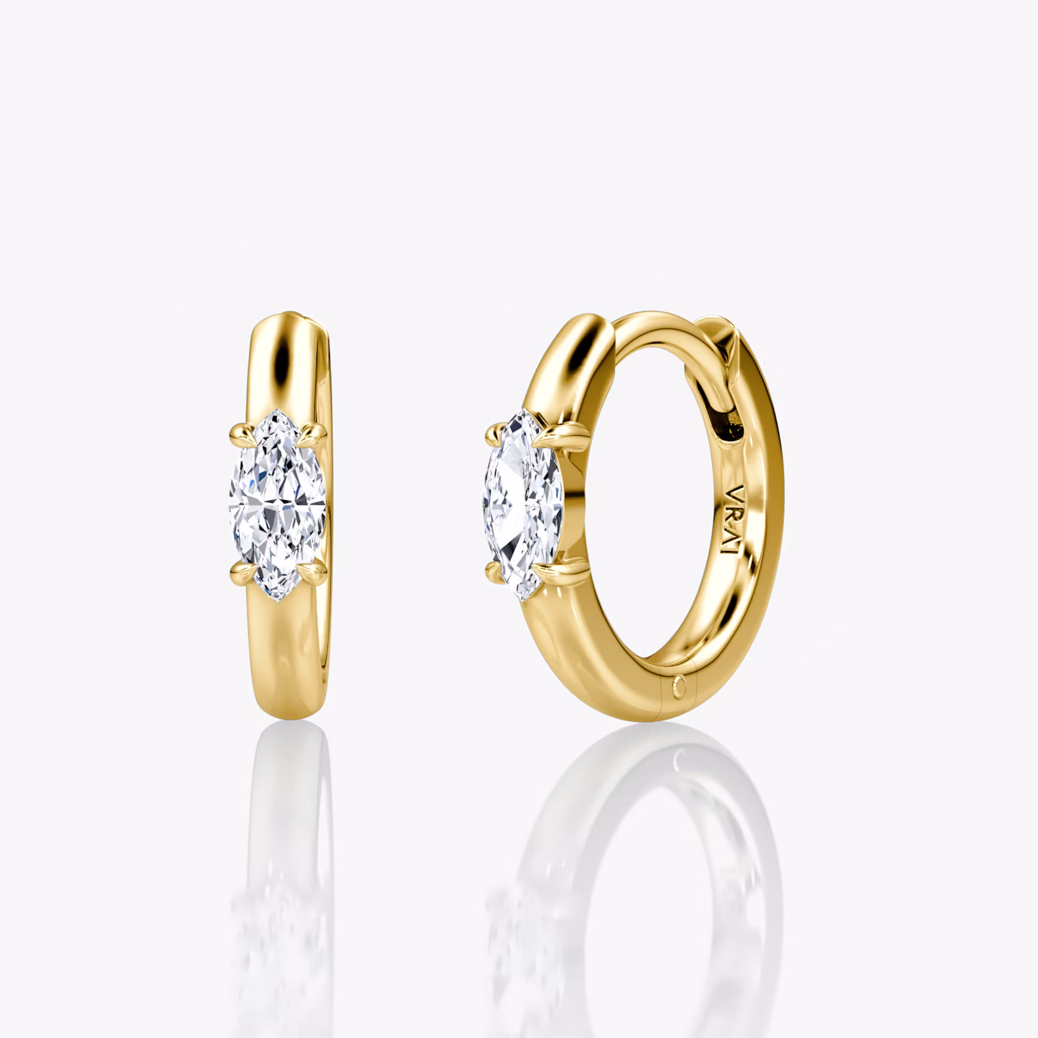 Solitaire Huggie Hoop Marquise | Yellow Gold