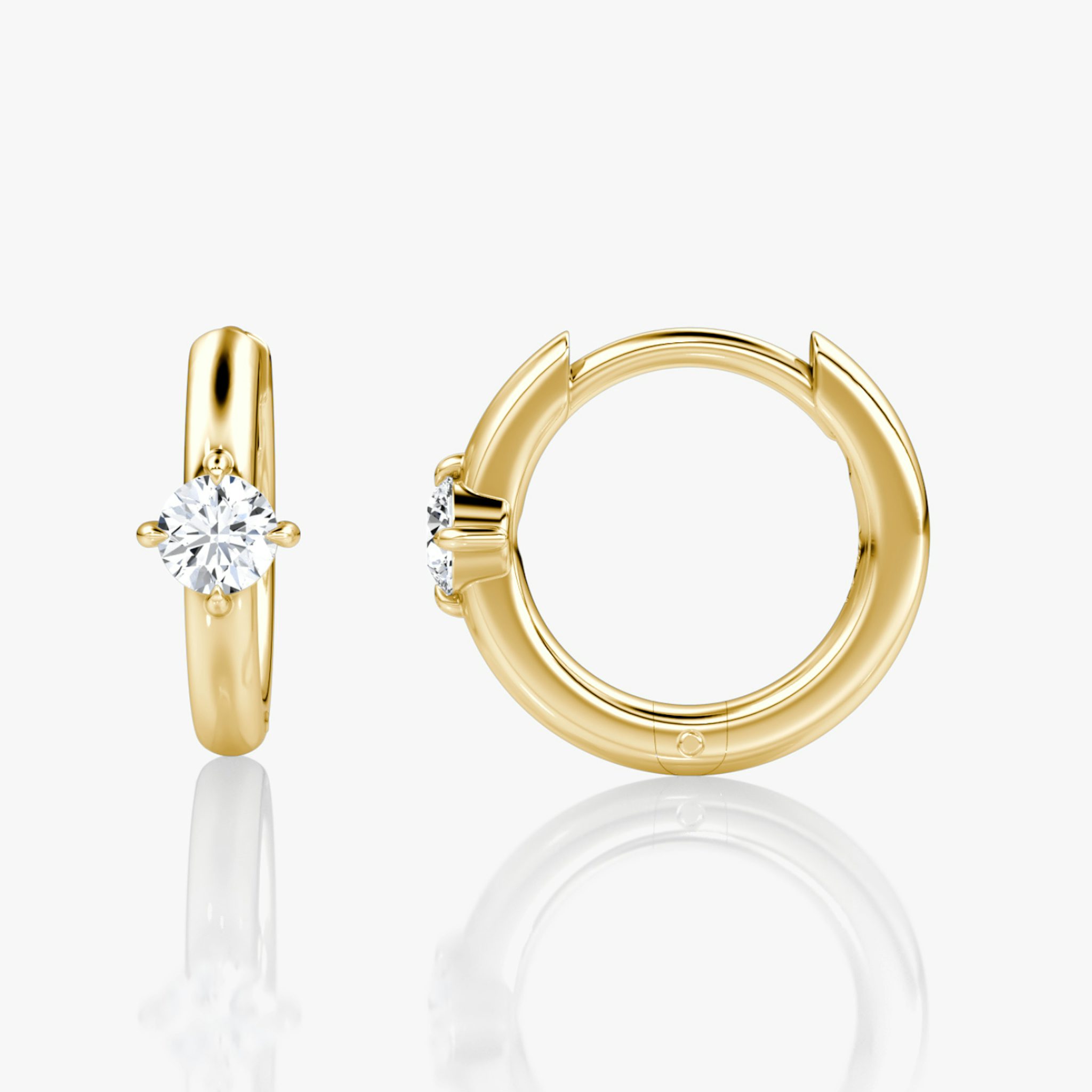 Solitaire Huggie Hoop | Round Brilliant | 14k | Yellow Gold