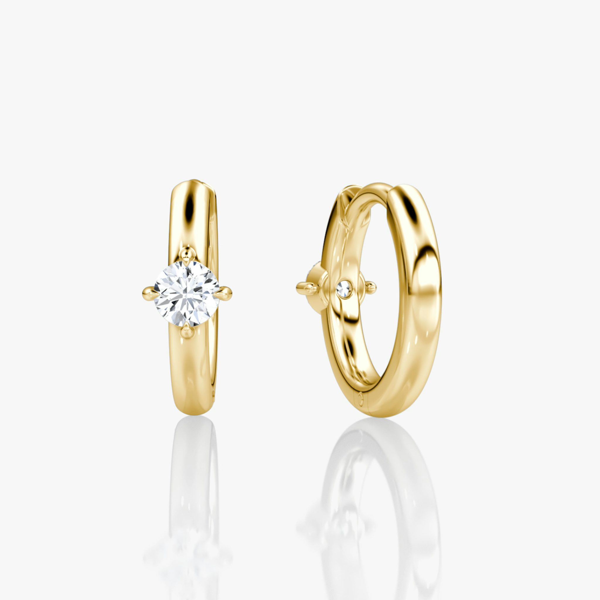 Solitaire Huggie Hoop | Round Brilliant | 14k | Yellow Gold