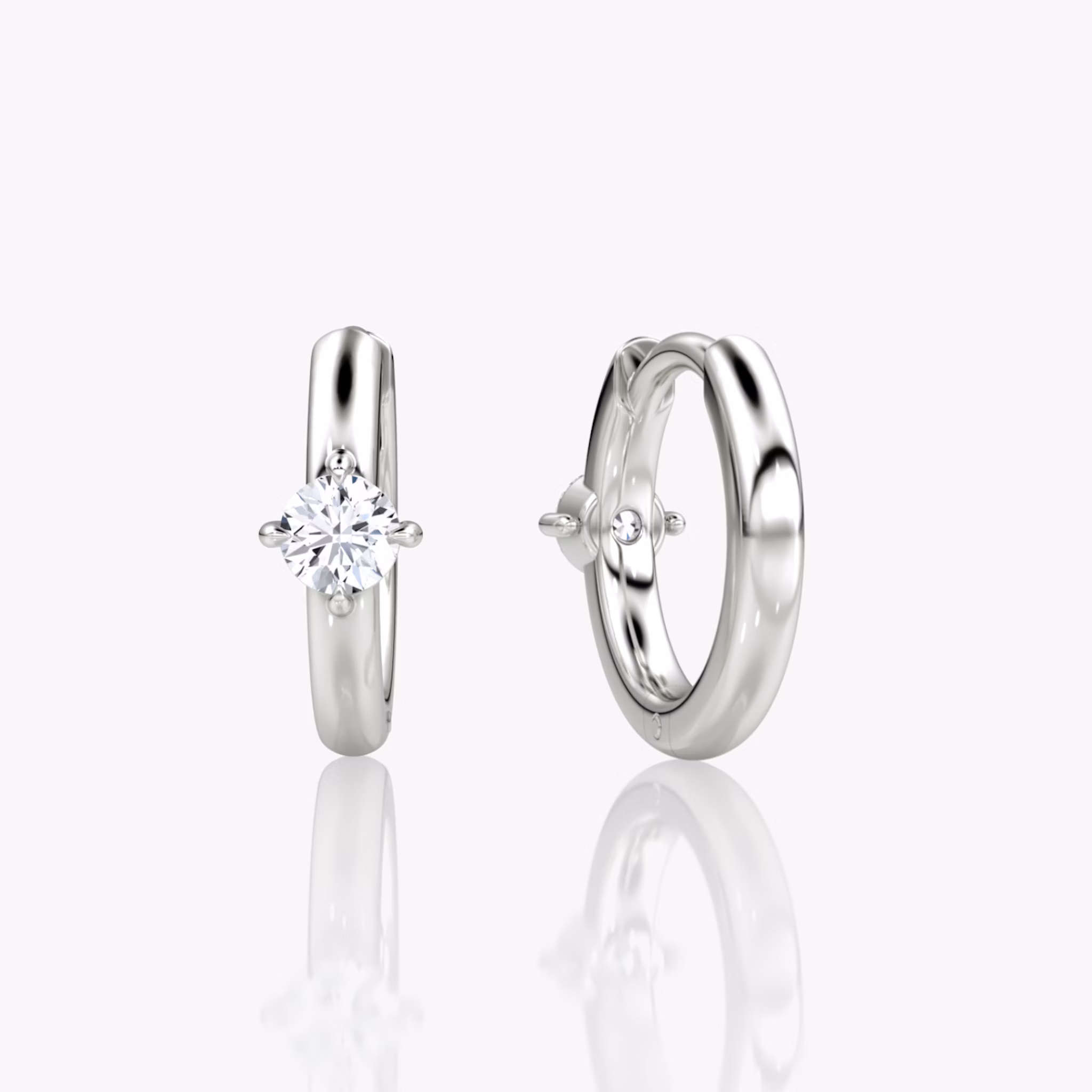 Solitaire Huggie Hoop | Round Brilliant | 14k | White Gold