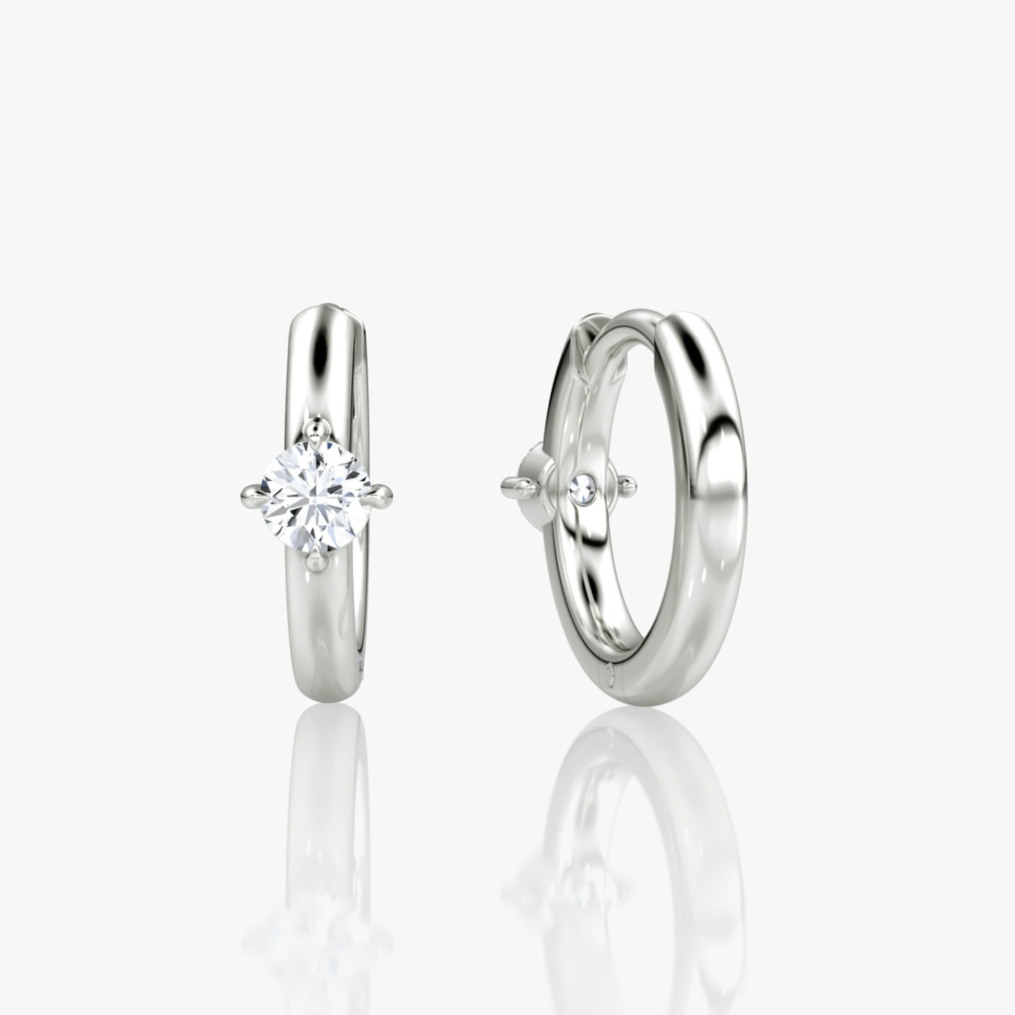 Solitaire Huggie Hoop | Round Brilliant | 14k | White Gold