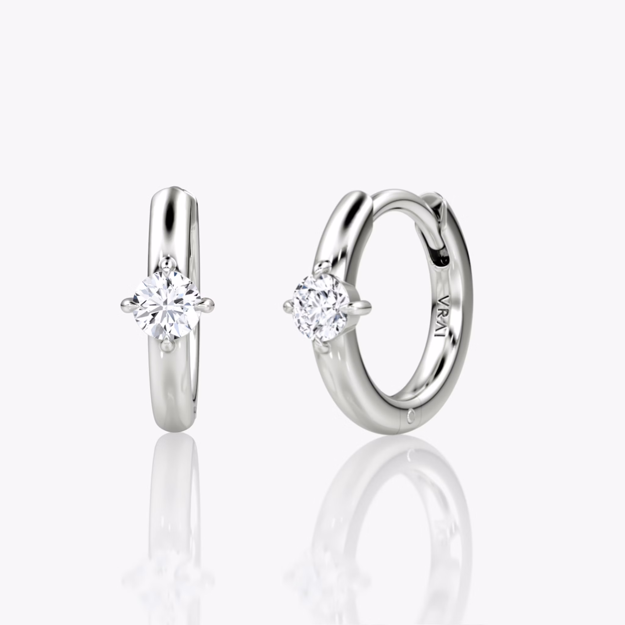 Solitaire Huggie Hoop | Round Brilliant | 14k | White Gold