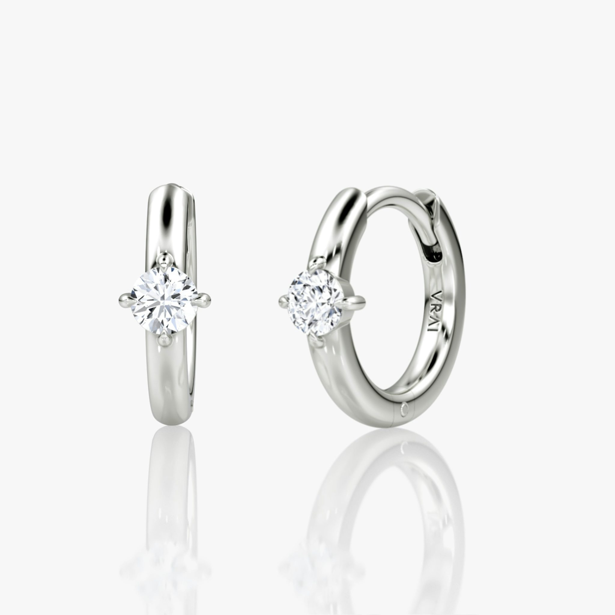 Solitaire Huggie Hoop | Round Brilliant | 14k | White Gold