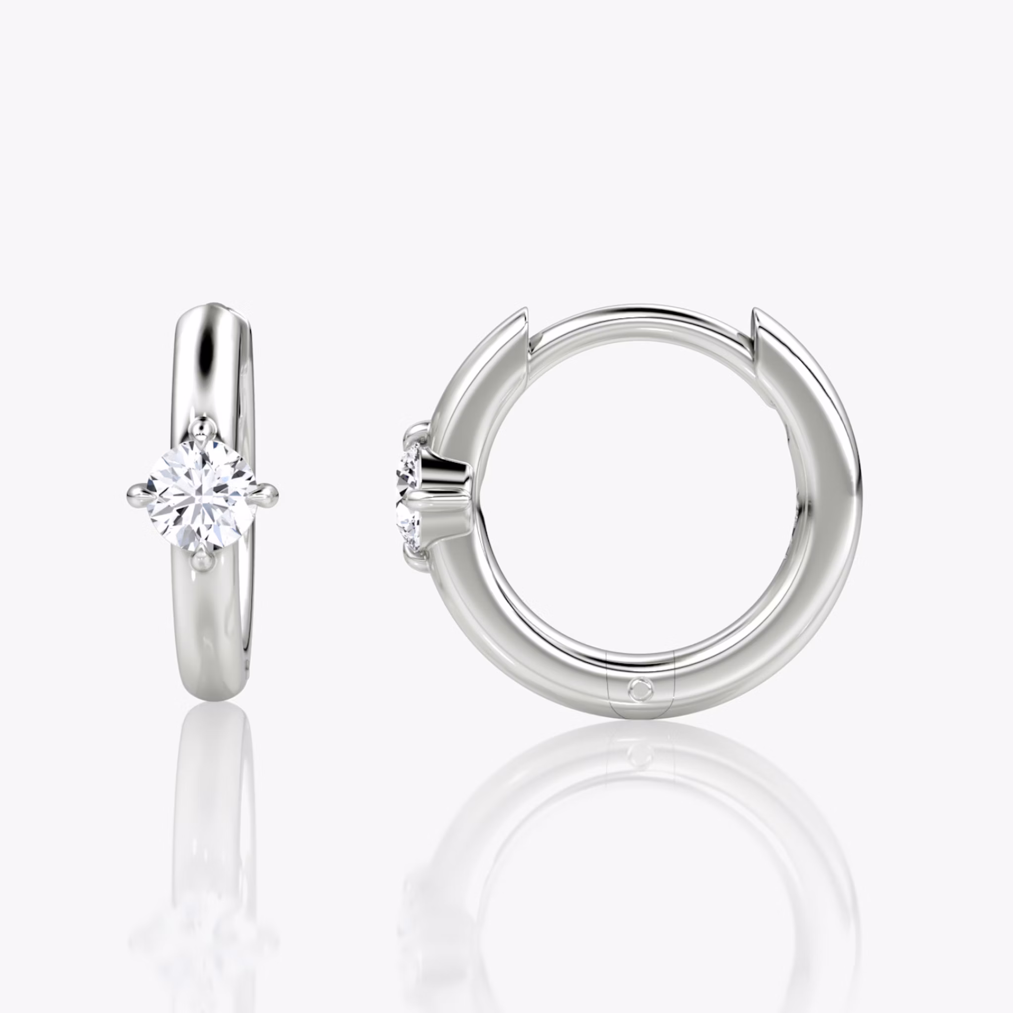 Solitaire Huggie Hoop | Round Brilliant | 14k | White Gold