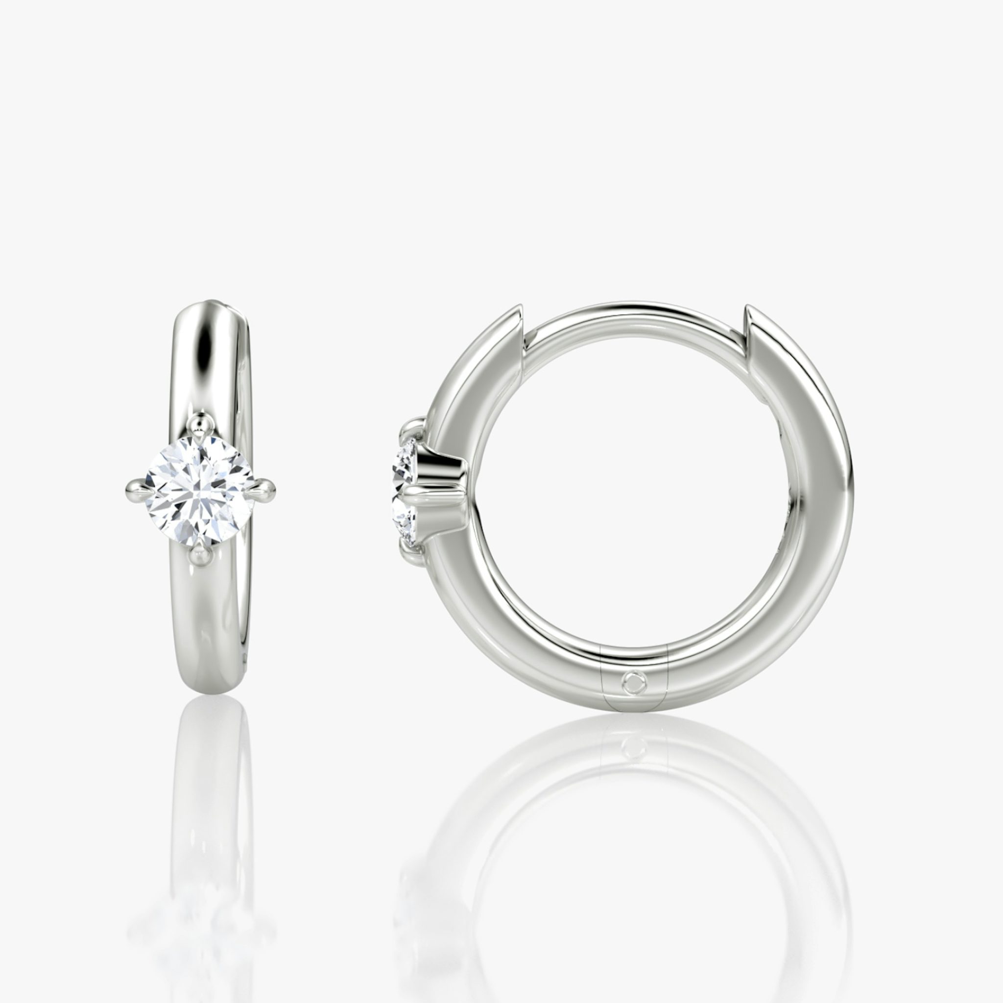 Solitaire Huggie Hoop | Round Brilliant | 14k | White Gold