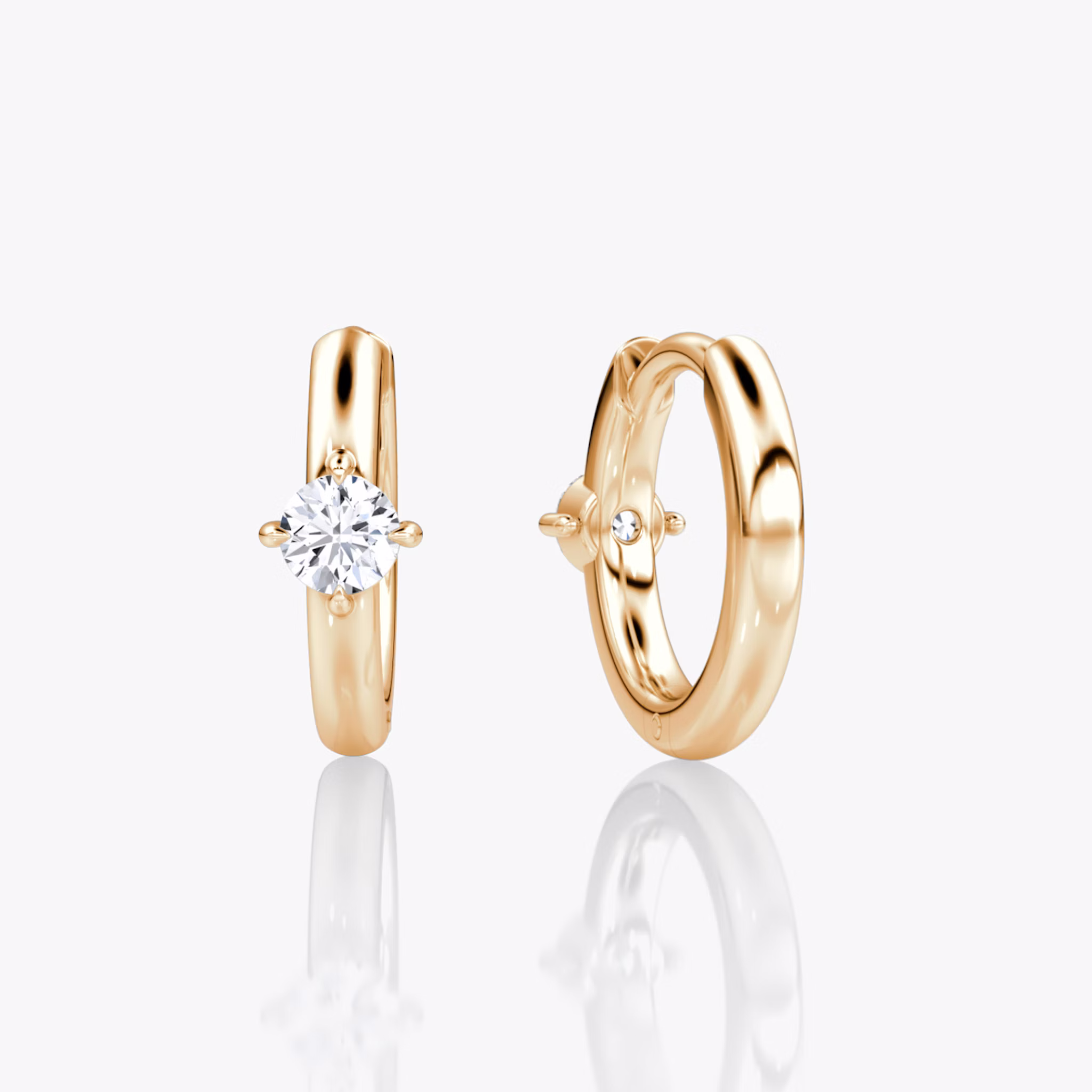 Solitaire Huggie Hoop | Round Brilliant | 14k | Rose Gold