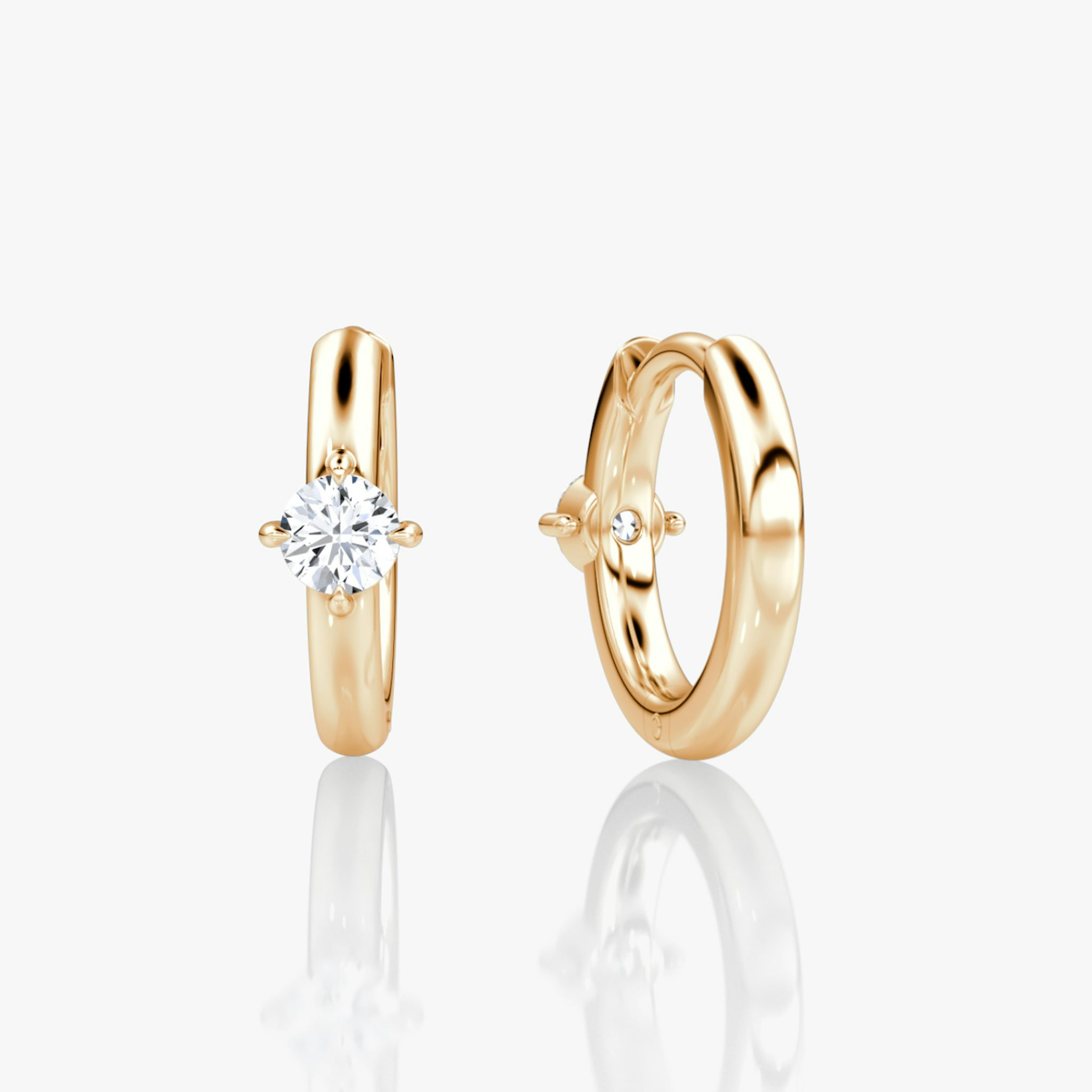 Solitaire Huggie Hoop | Round Brilliant | 14k | Rose Gold