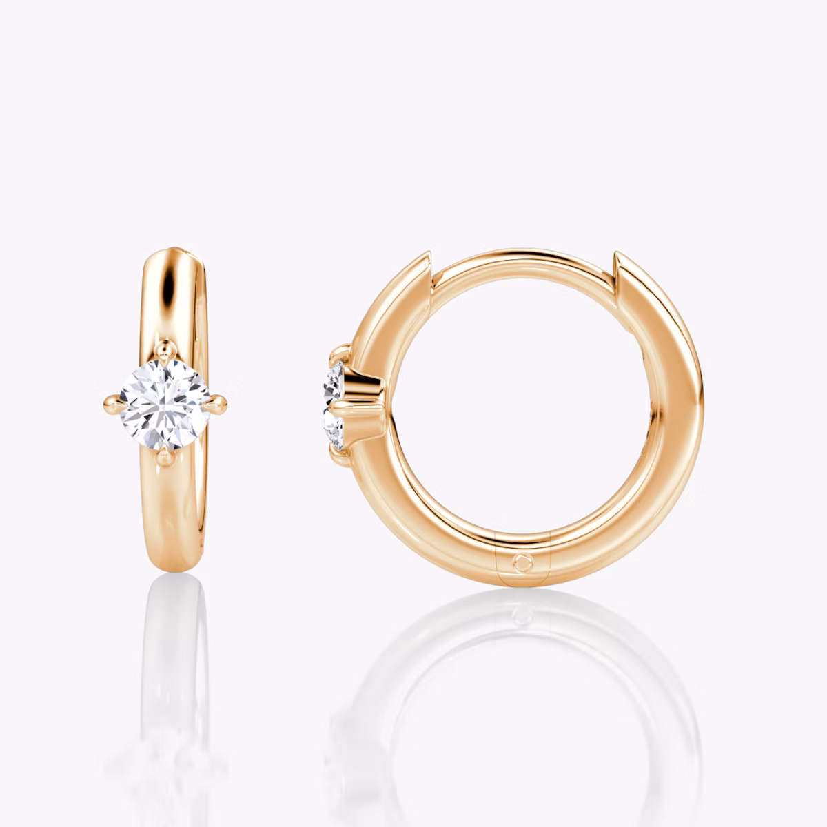 Solitaire Huggie Hoop | Round Brilliant | 14k | Rose Gold