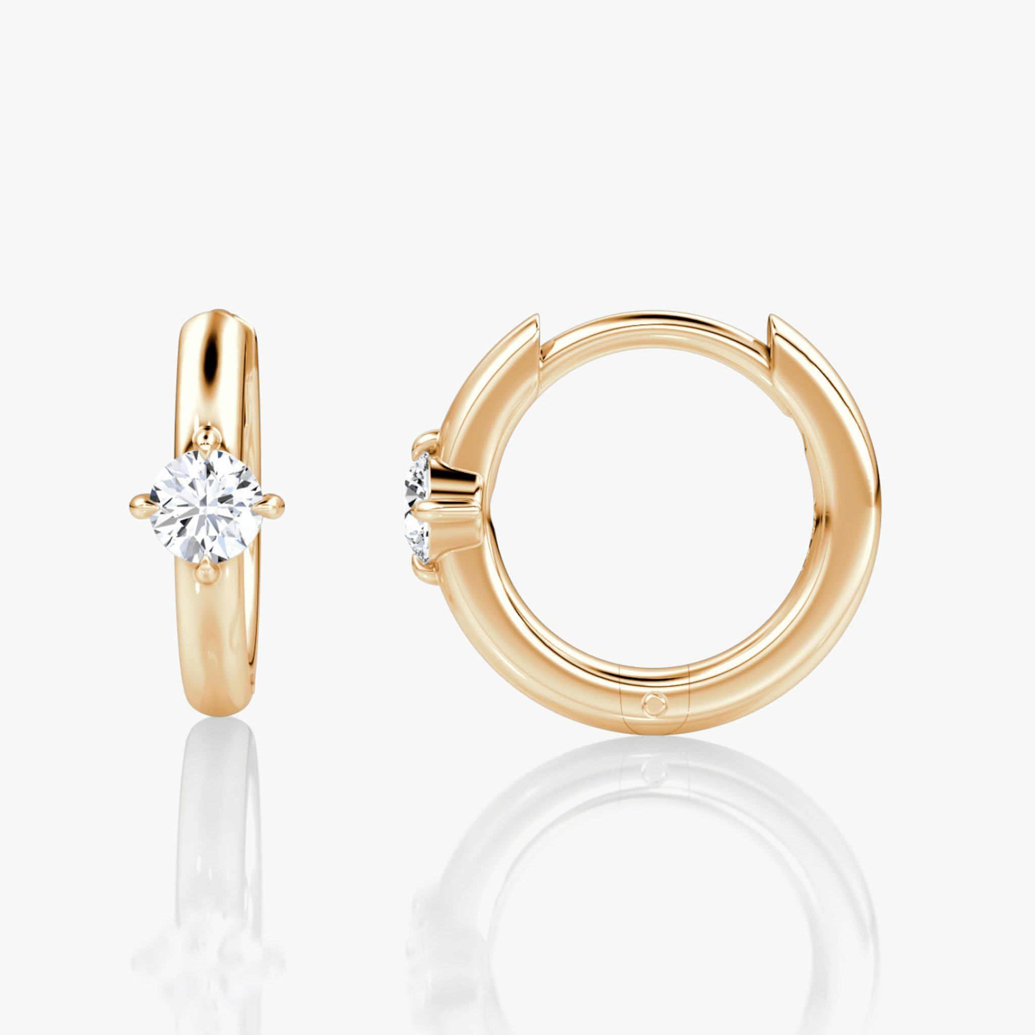 Solitaire Huggie Hoop | Round Brilliant | 14k | Rose Gold