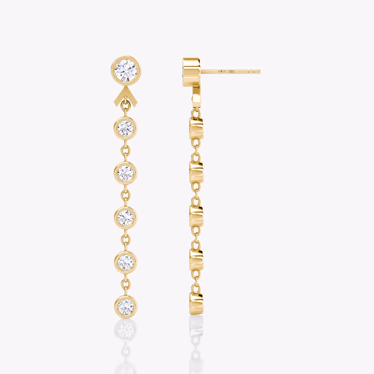 Boucle d'oreille Arrow Drop | Rond Brillant | 14k | Or jaune | caratWeight: 0.75ct