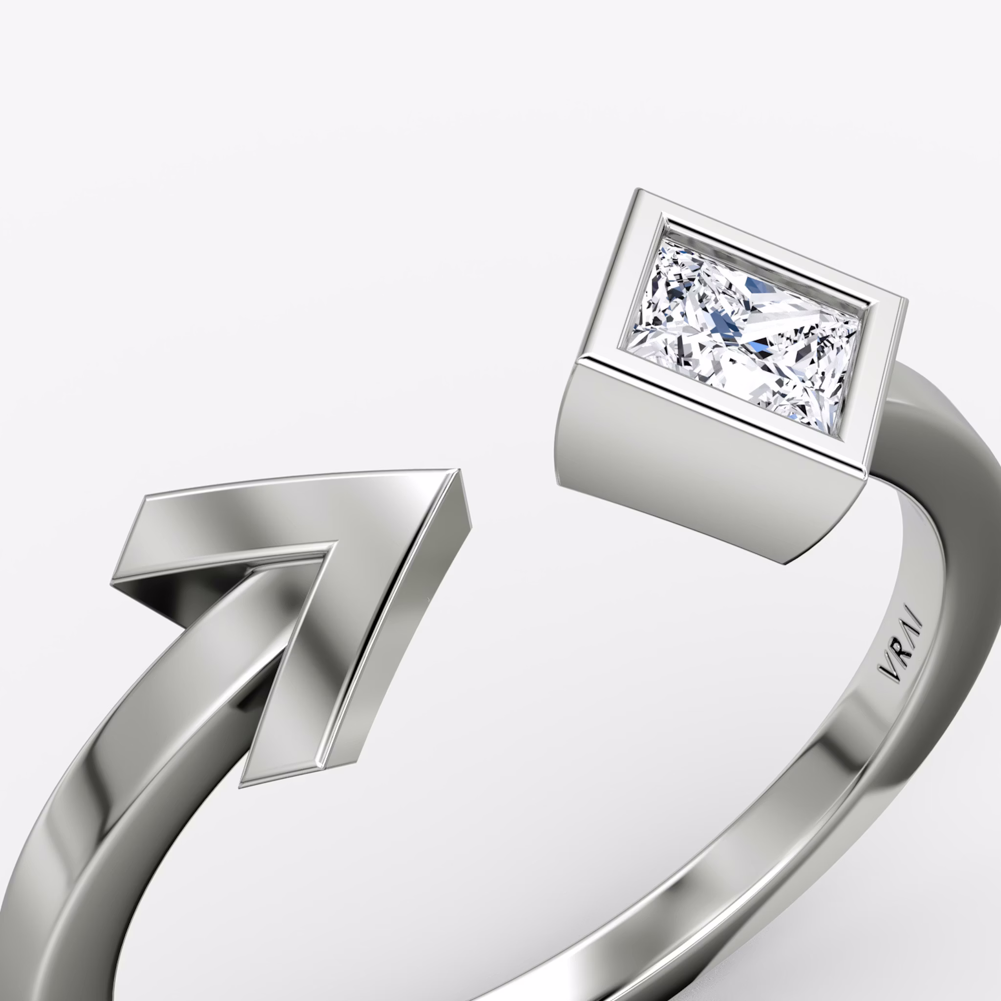 Arrow Cuff Ring | Princess | 14k | White Gold | caratWeight: 0.25ct