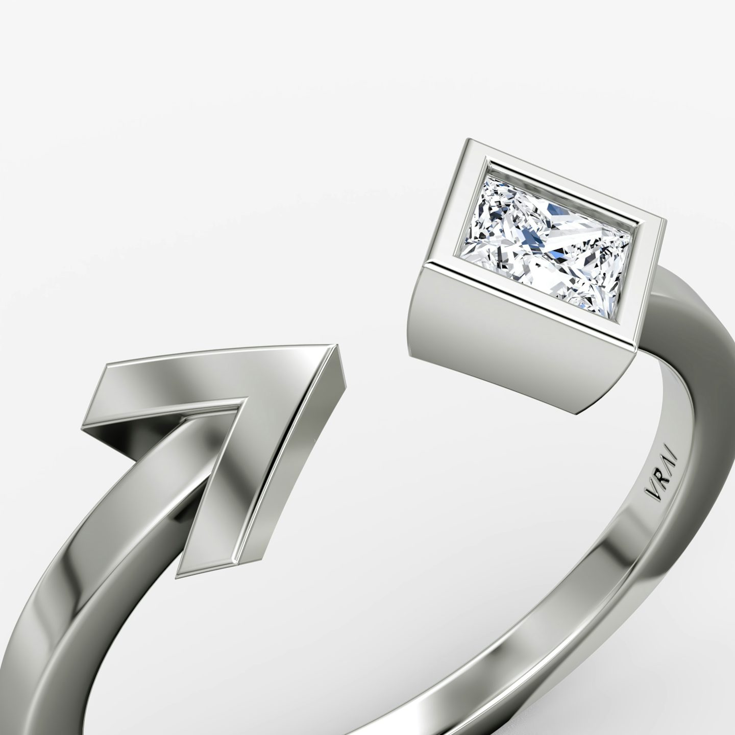 Arrow Cuff Ring | Princess | 14k | White Gold | caratWeight: 0.25ct