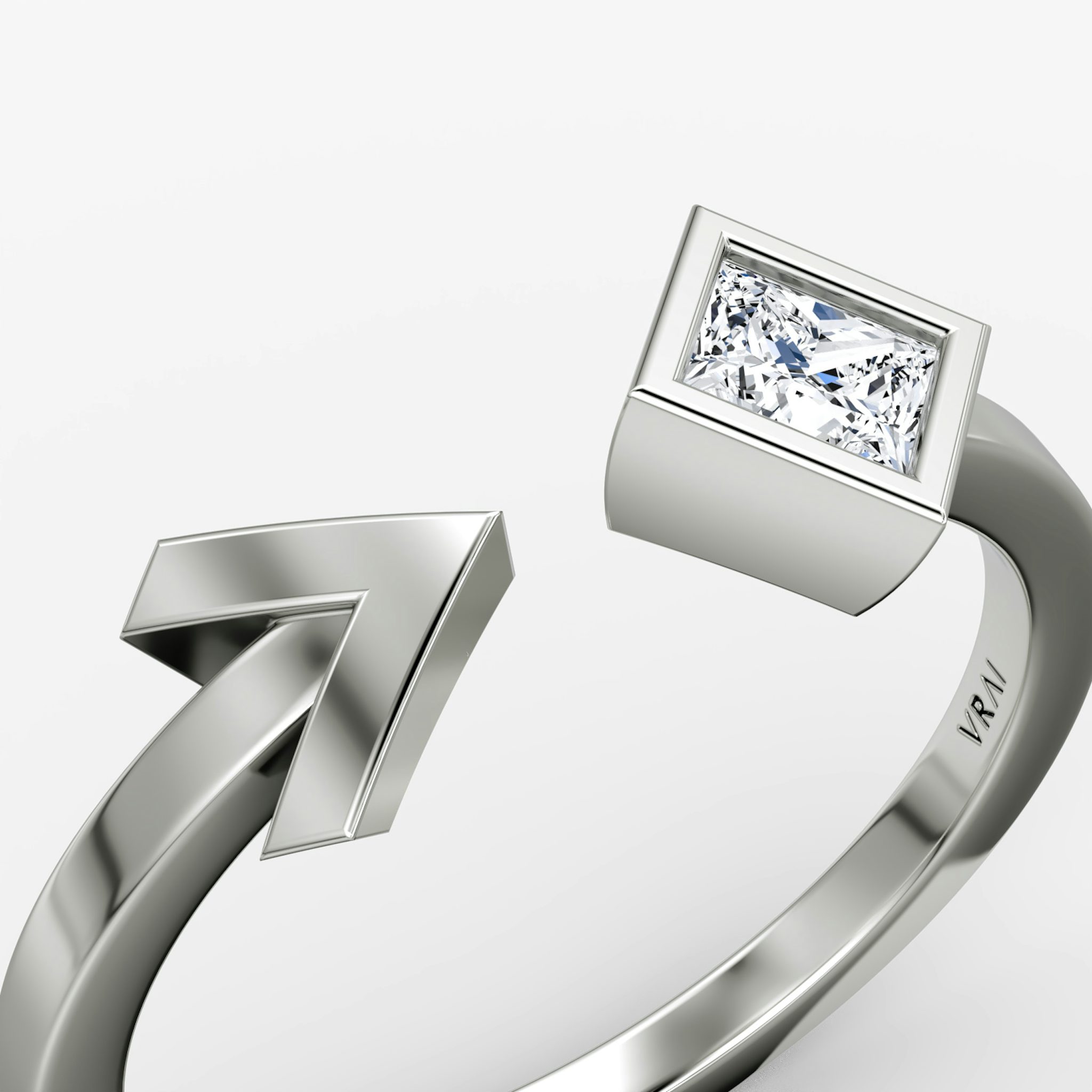 Arrow Cuff Ring | Princess | 14k | White Gold | caratWeight: 0.25ct