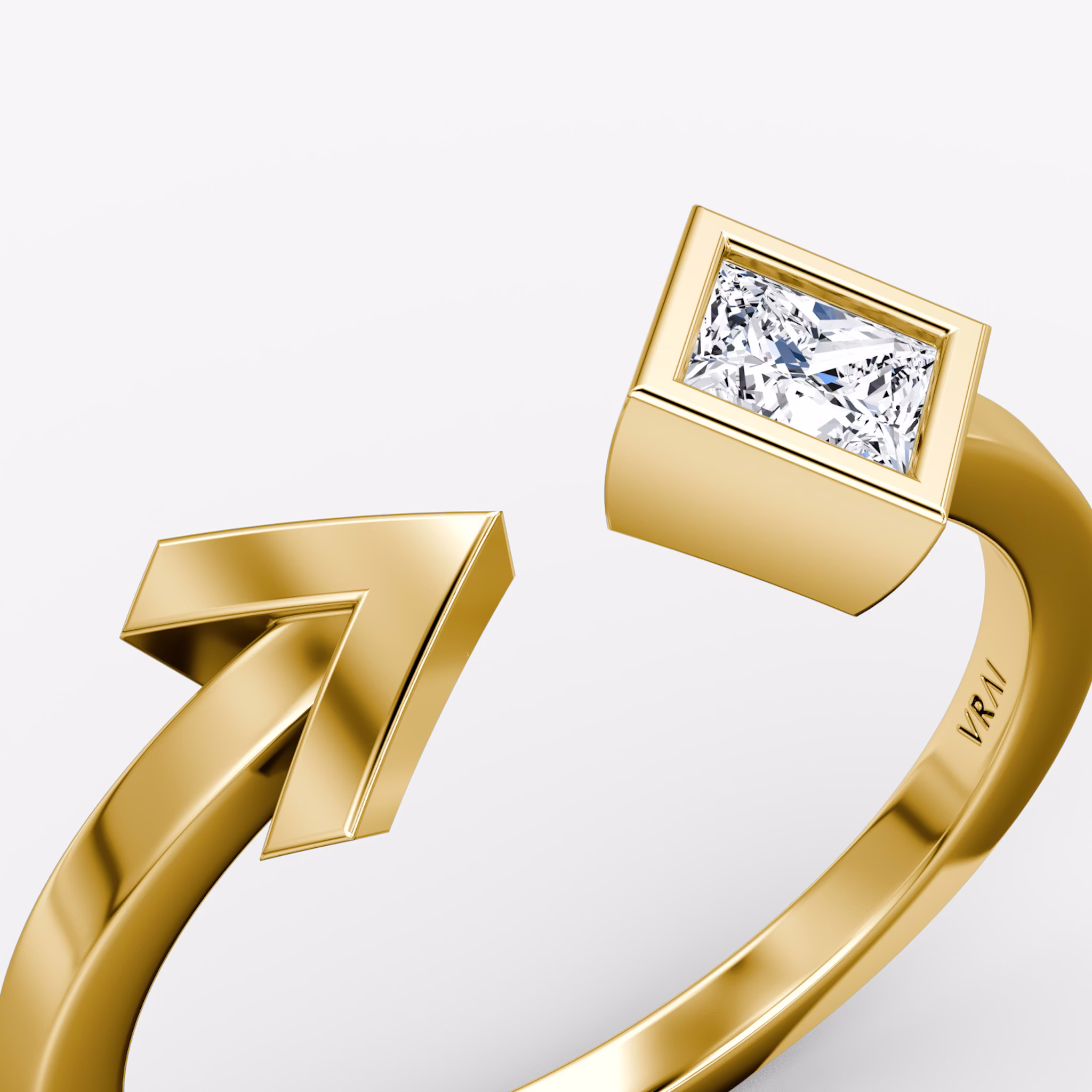 Arrow Cuff Ring | Princess | 14k | Yellow Gold | caratWeight: 0.25ct