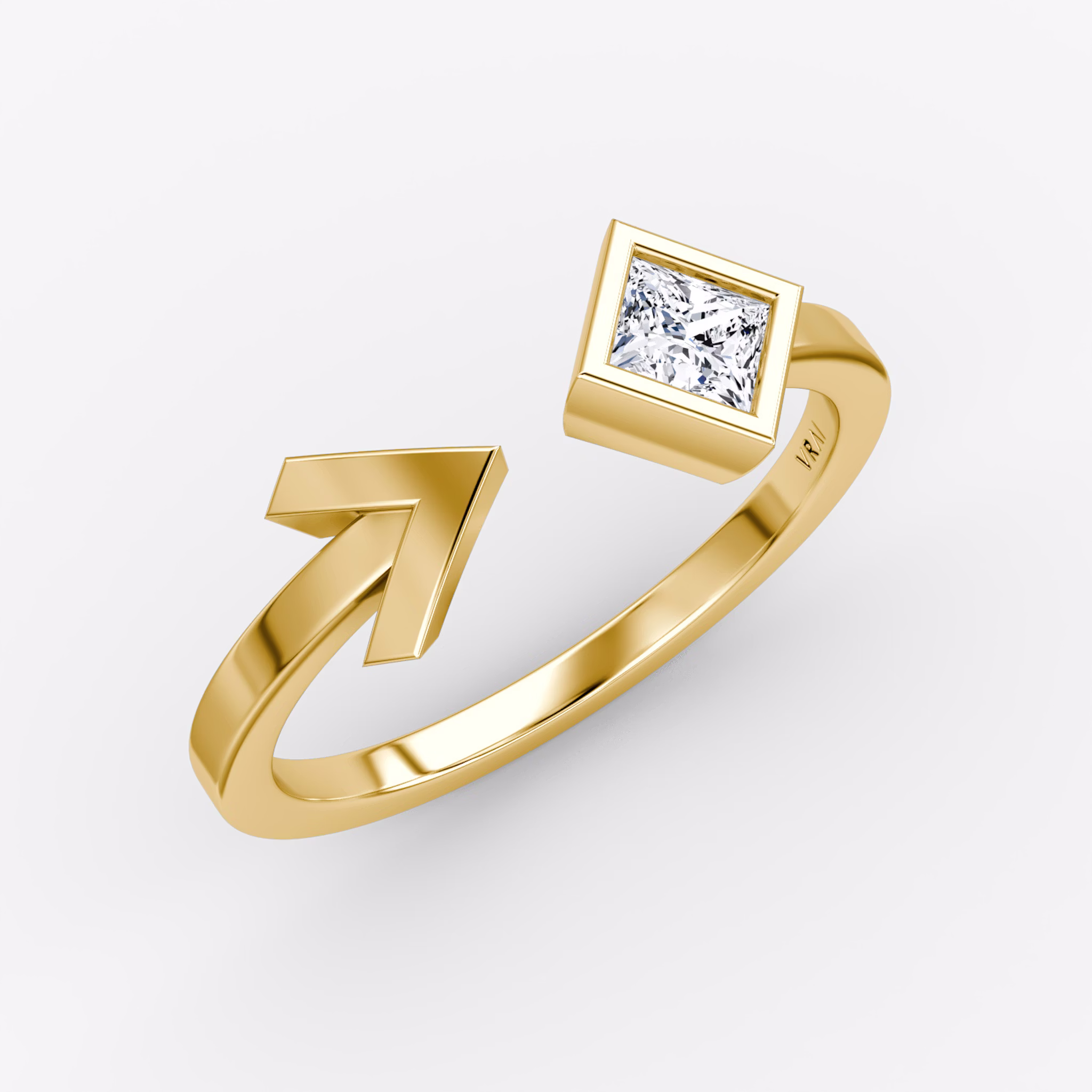 Arrow Cuff Ring | Princess | 14k | Yellow Gold | caratWeight: 0.25ct