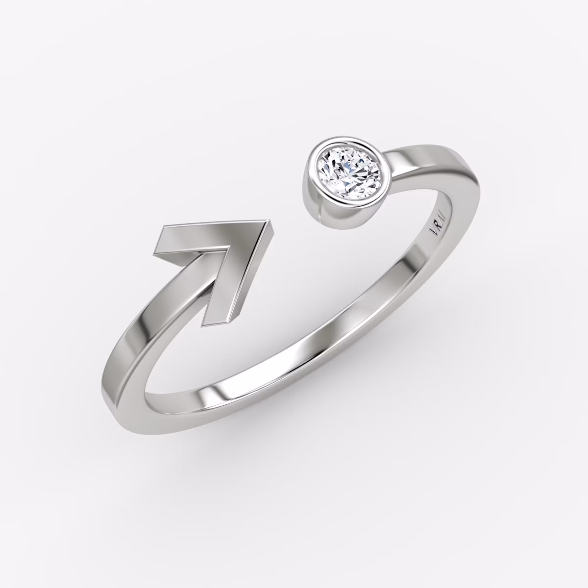 Arrow Cuff Ring | Round Brilliant | 14k | White Gold | caratWeight: 0.10ct
