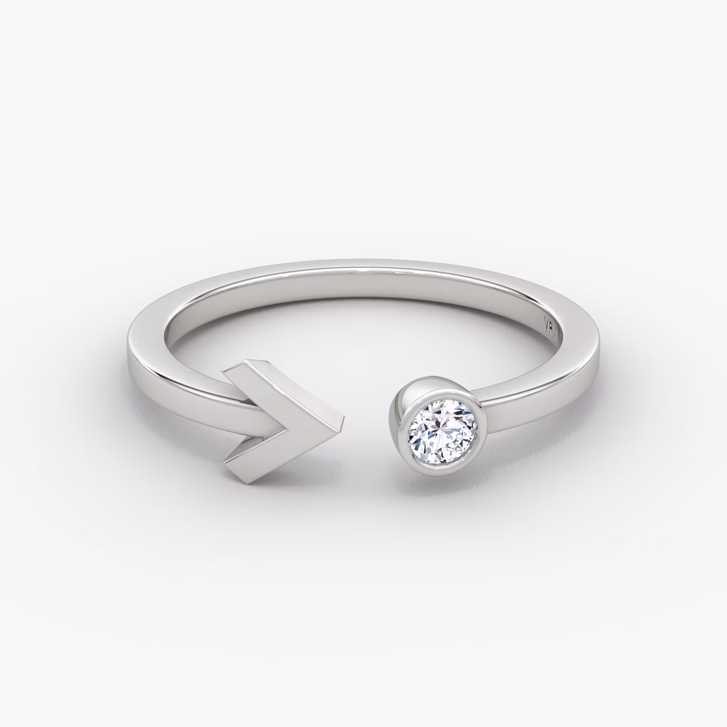 Arrow Cuff Ring Round Brilliant | White Gold