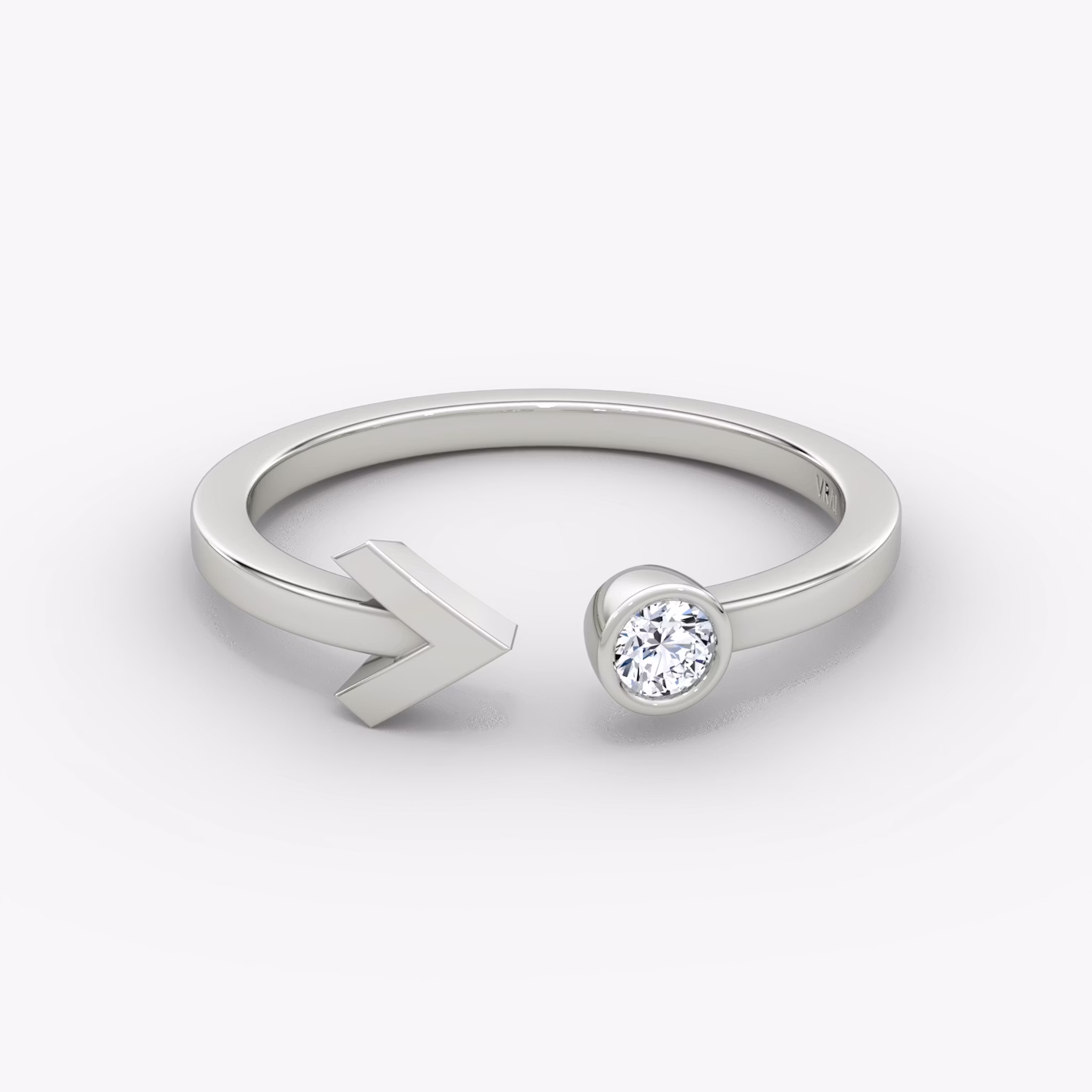 Arrow Cuff Ring Round Brilliant | White Gold