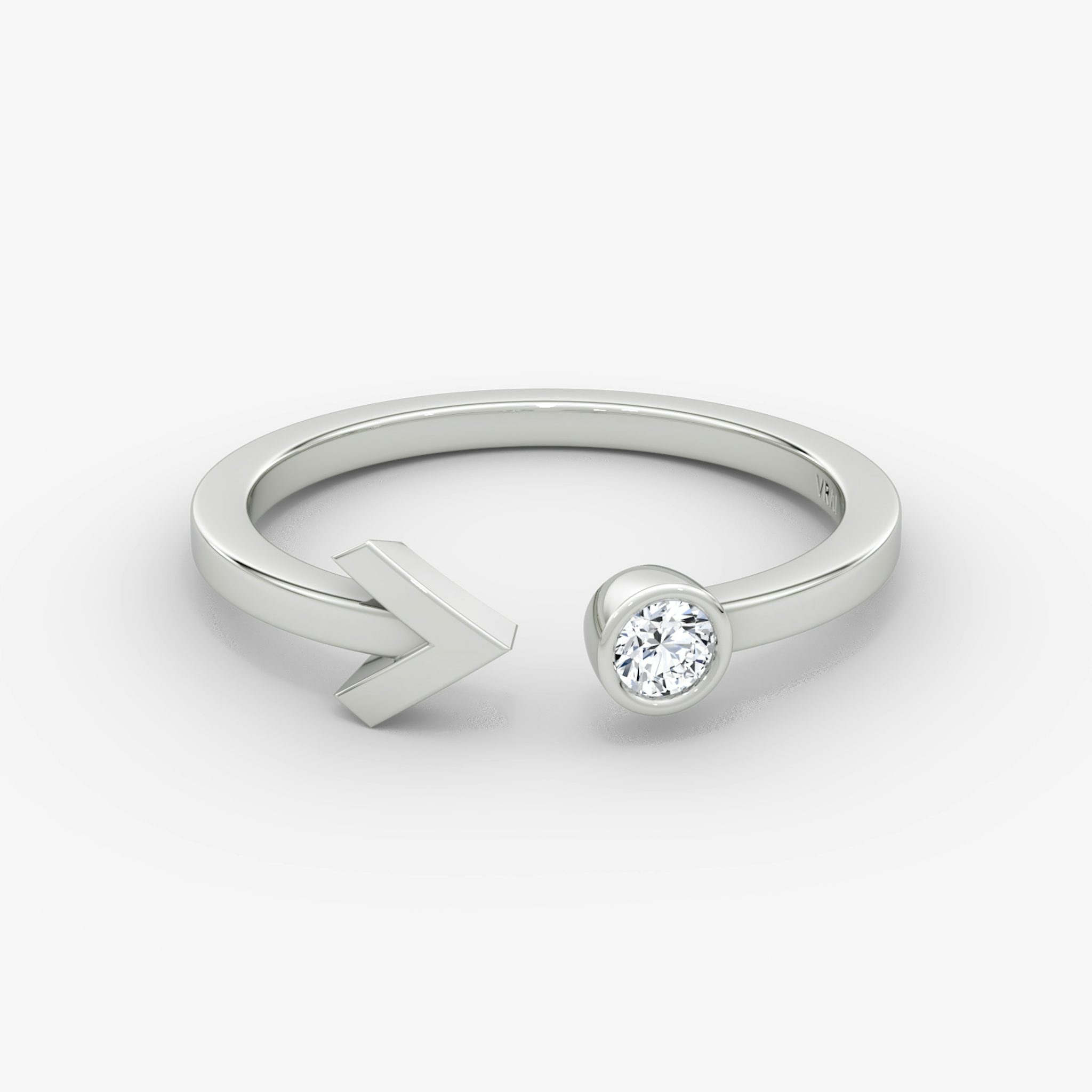 Arrow Cuff Ring | Round Brilliant | 14k | White Gold | caratWeight: 0.10ct