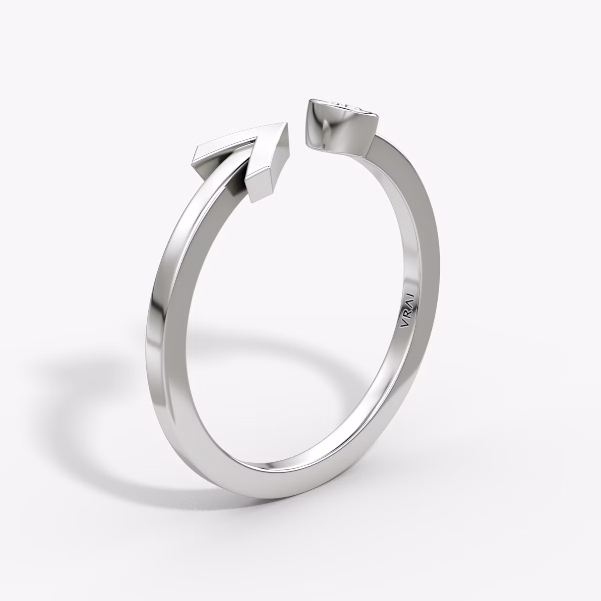 Arrow Cuff Ring | Round Brilliant | 14k | White Gold | caratWeight: 0.10ct