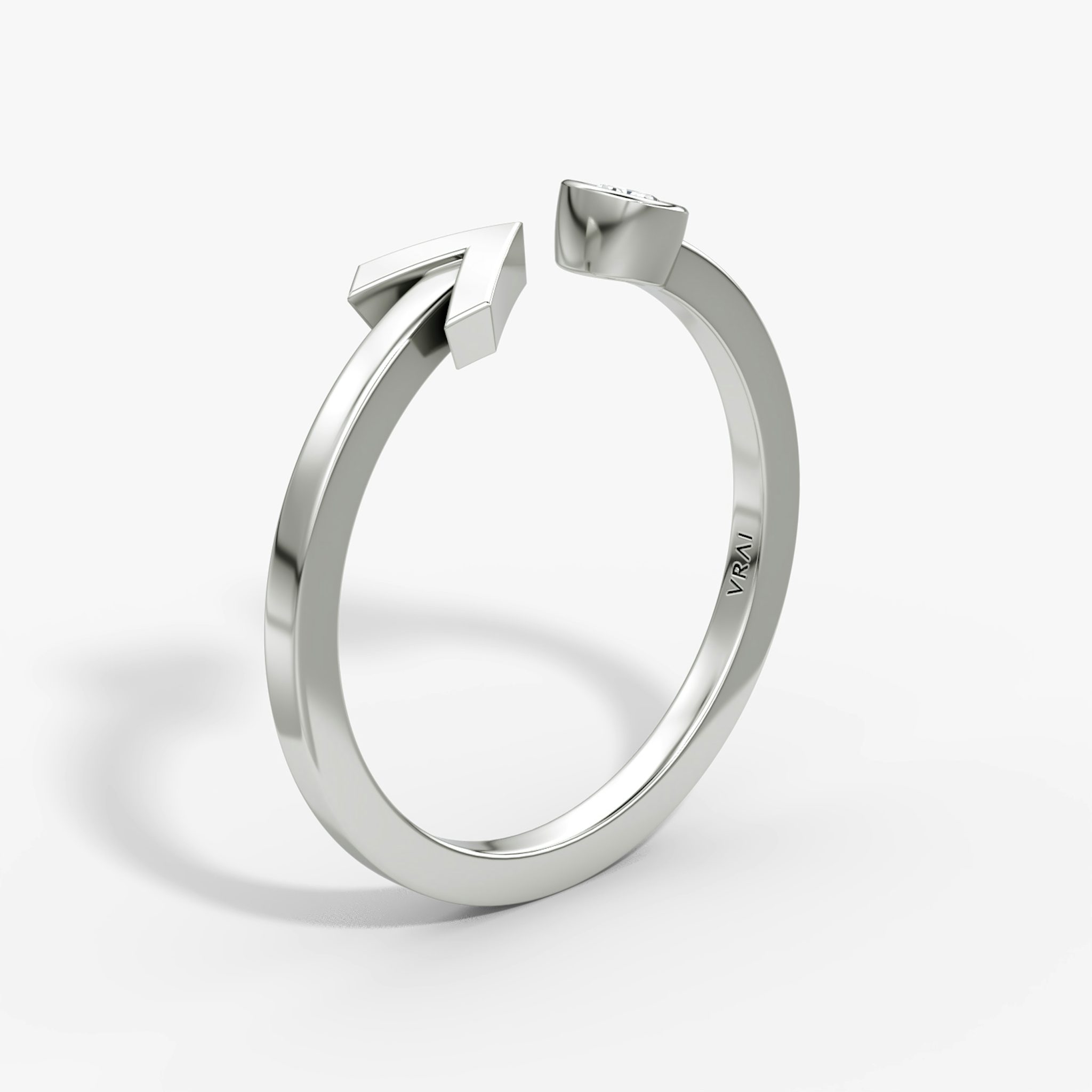 Arrow Cuff Ring | Round Brilliant | 14k | White Gold | caratWeight: 0.10ct