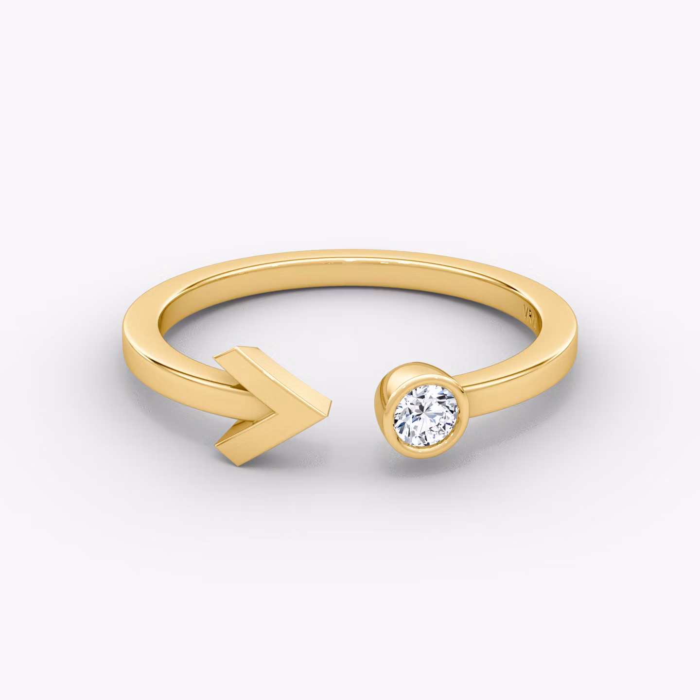 Arrow Cuff Ring Round Brilliant | Yellow Gold