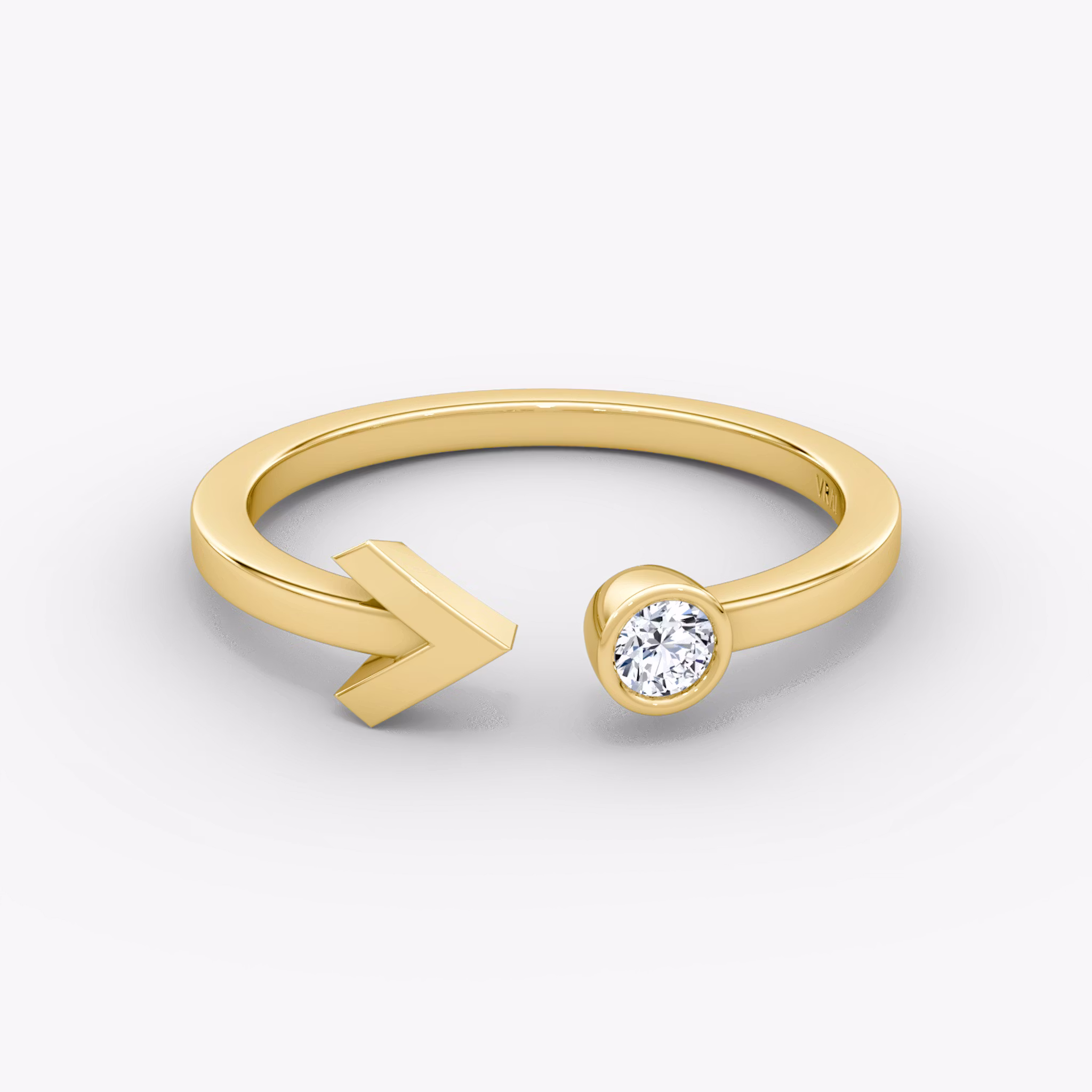 Arrow Cuff Ring Round Brilliant | Yellow Gold