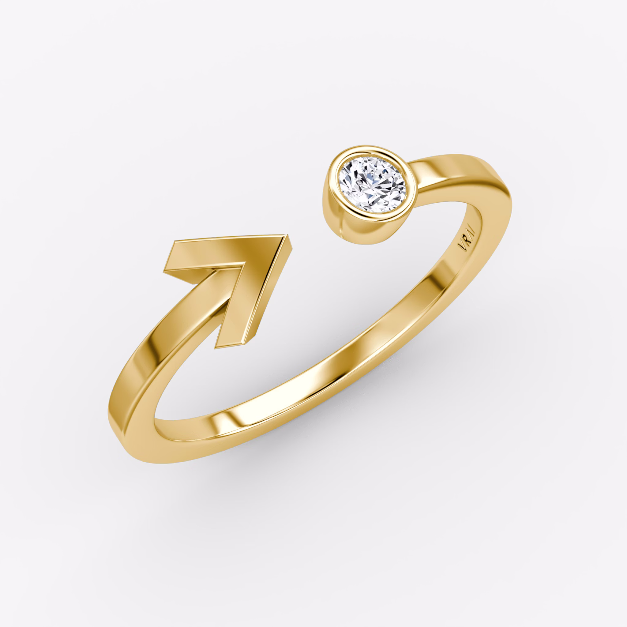 Arrow Cuff Ring | Round Brilliant | 14k | Yellow Gold | caratWeight: 0.10ct