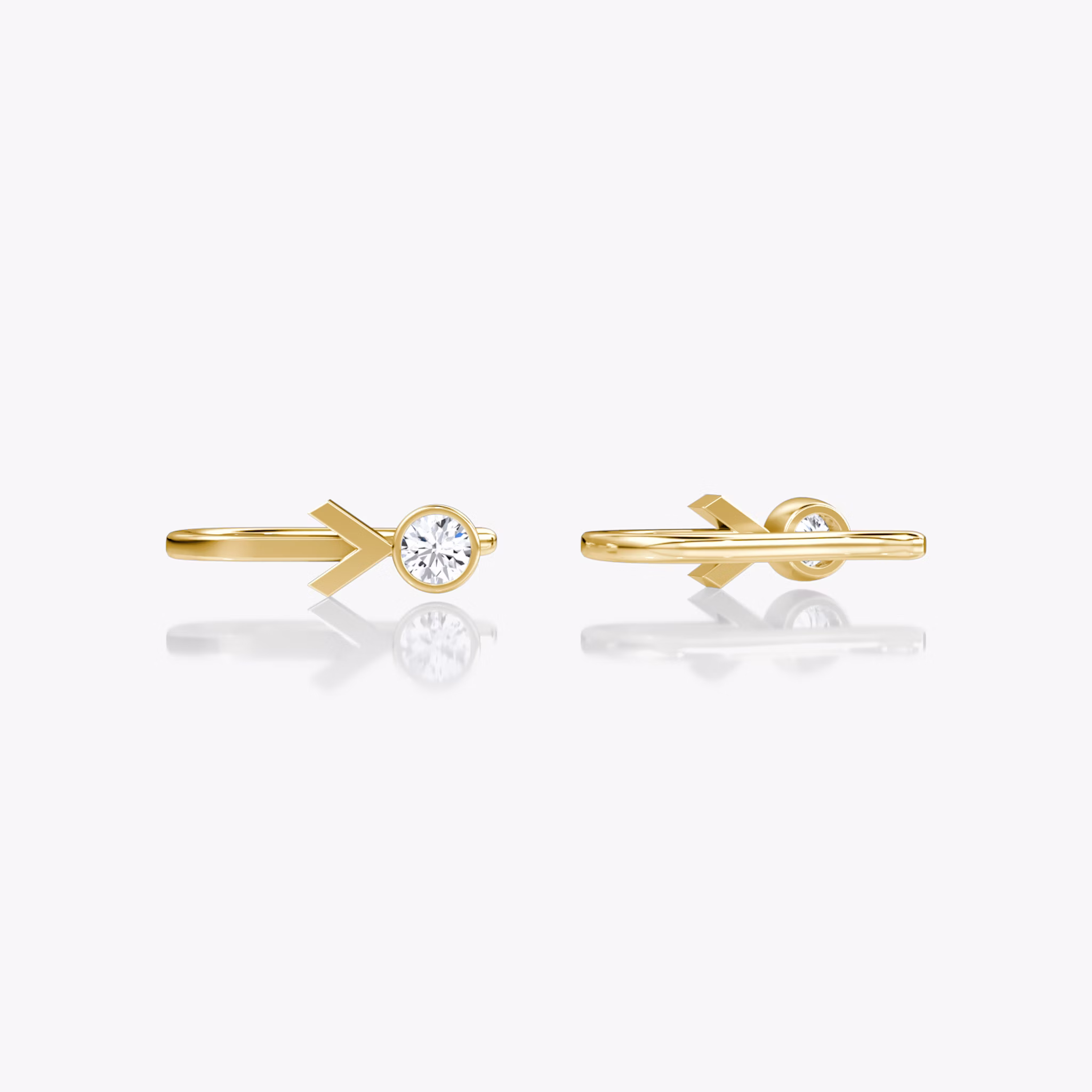 Arrow Cuff Earring | Round Brilliant | 14k | Yellow Gold | caratWeight: 0.10ct
