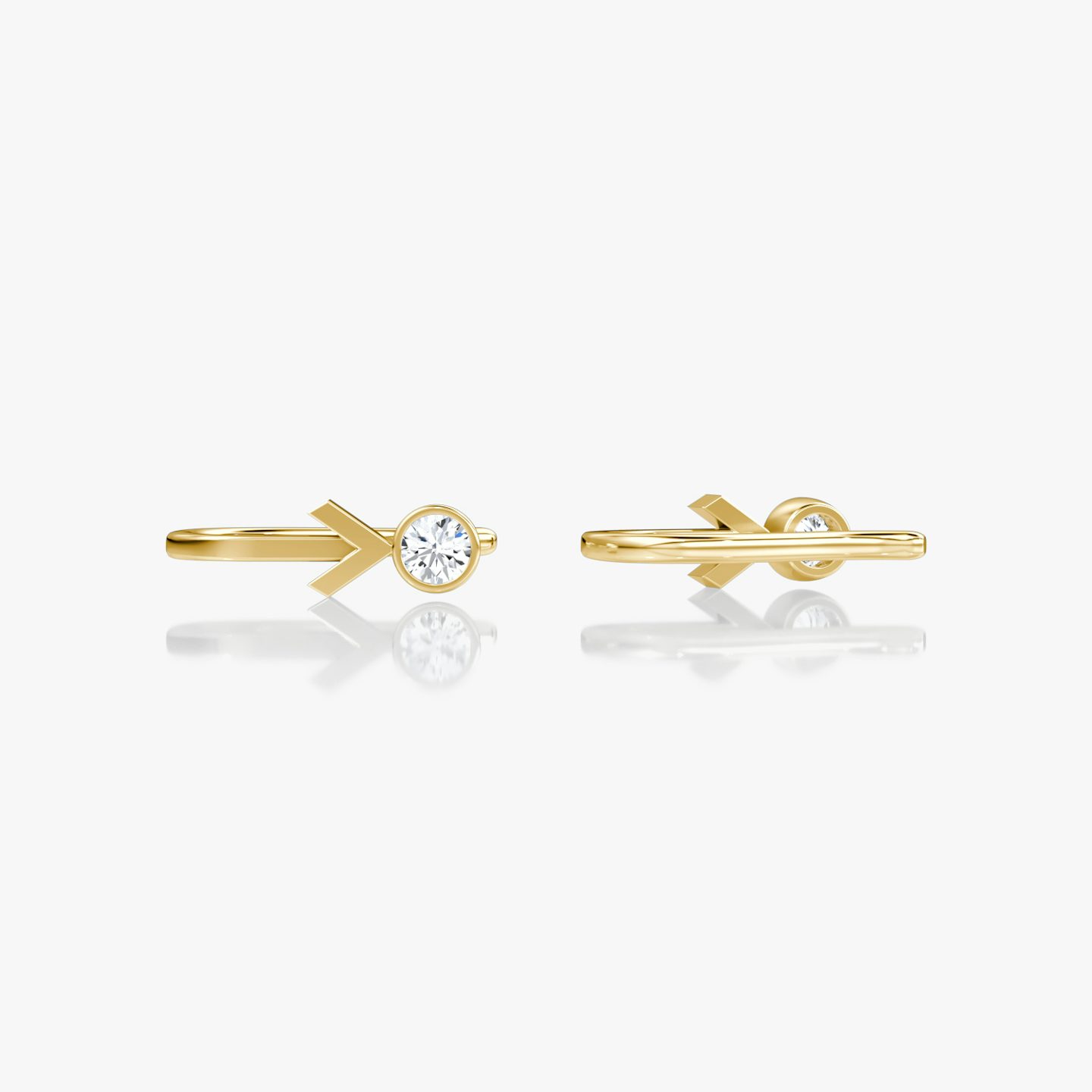 Boucle d'oreille Manchette Arrow Cuff  | Rond Brillant | 14k | Or jaune | caratWeight: 0.10ct