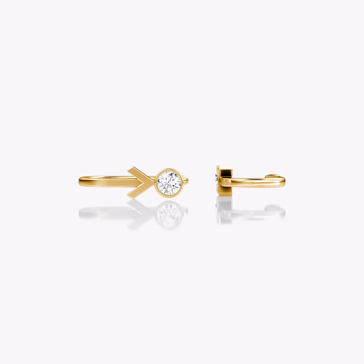 Arrow Cuff Earring | Round Brilliant | 14k | Yellow Gold | caratWeight: 0.10ct
