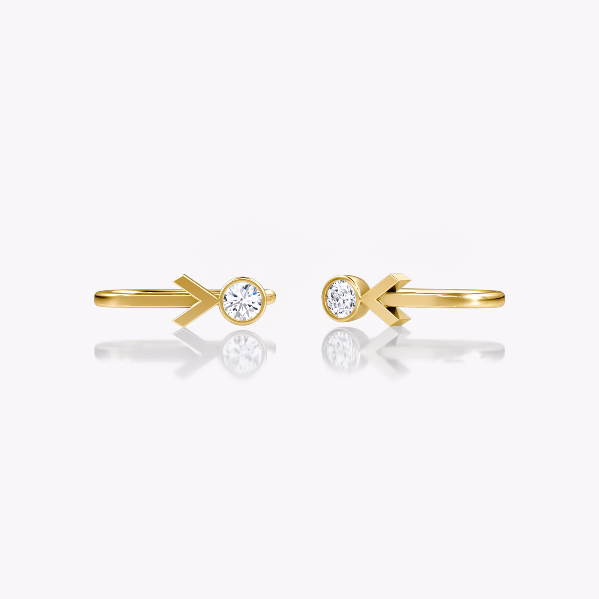 Arrow Cuff Earring Round Brilliant | Yellow Gold