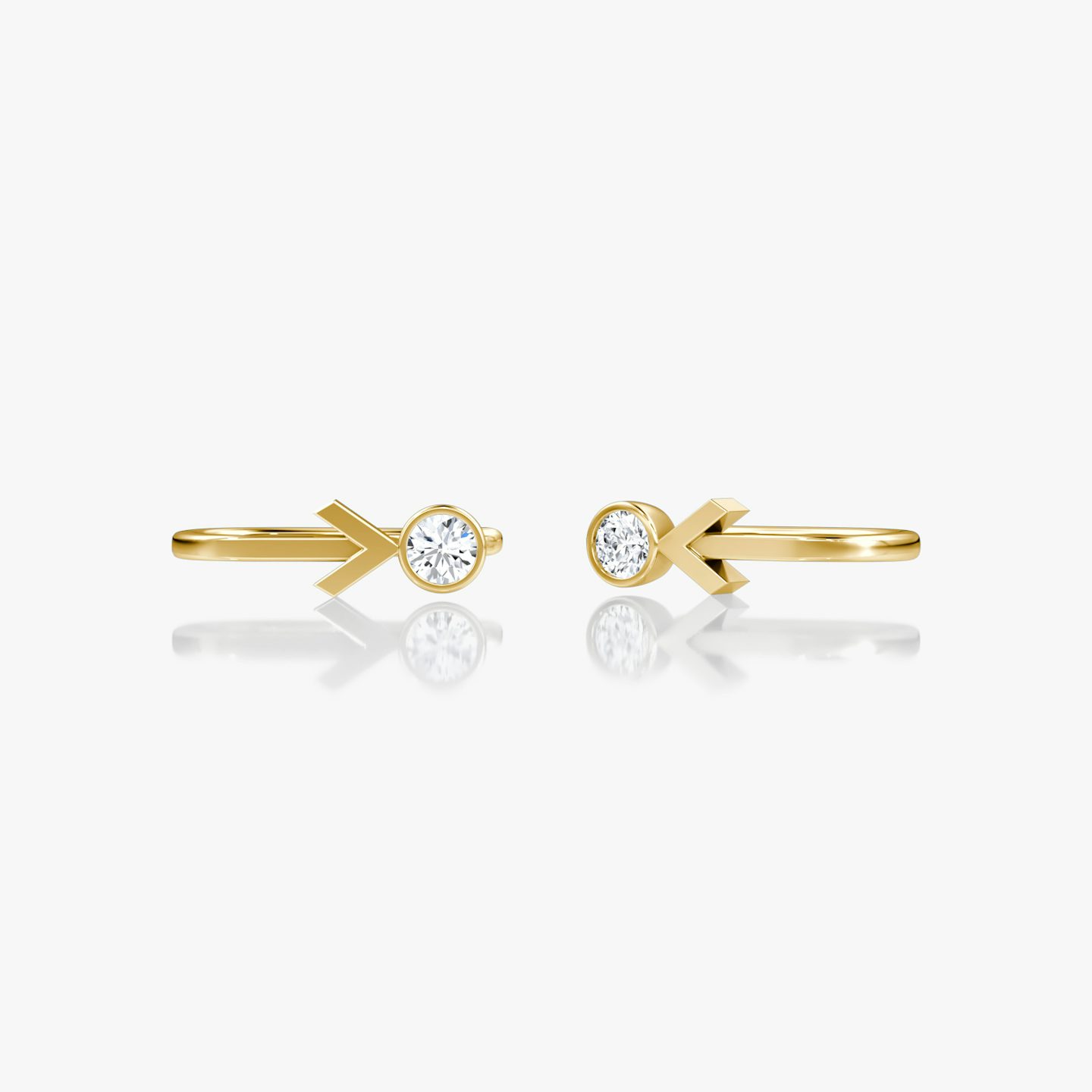 Boucle d'oreille Manchette Arrow Cuff  | Rond Brillant | 14k | Or jaune | caratWeight: 0.10ct