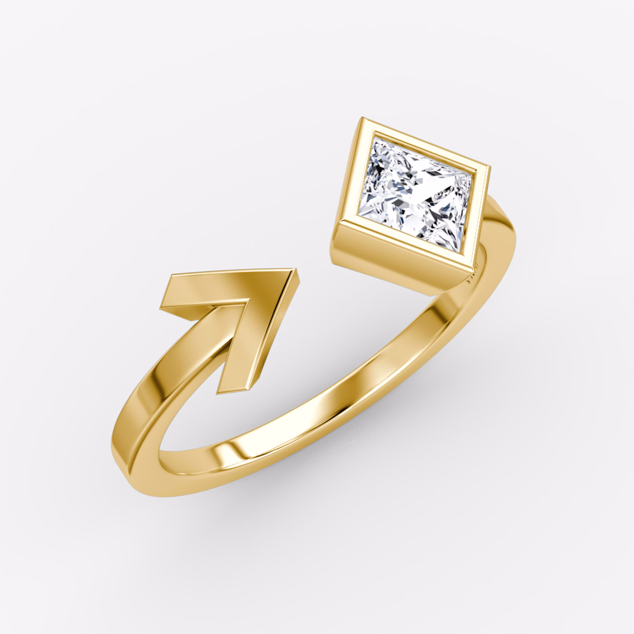 Arrow Cuff Ring | Princess | 14k | Yellow Gold | caratWeight: 0.50ct