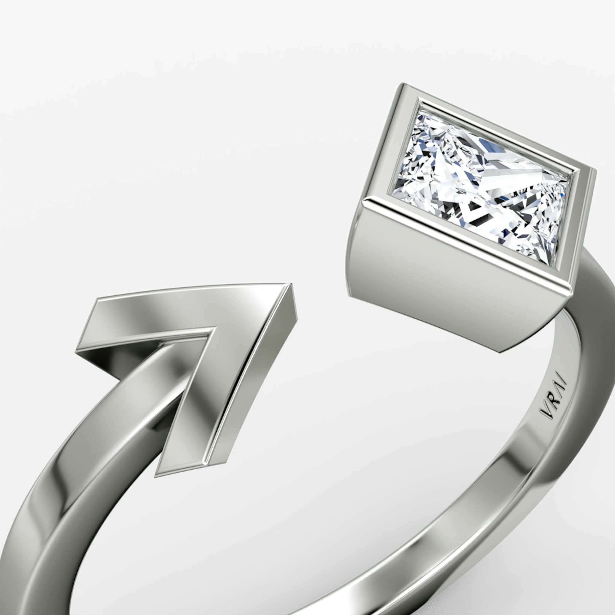 Arrow Cuff Ring | Princess | 14k | White Gold | caratWeight: 0.50ct