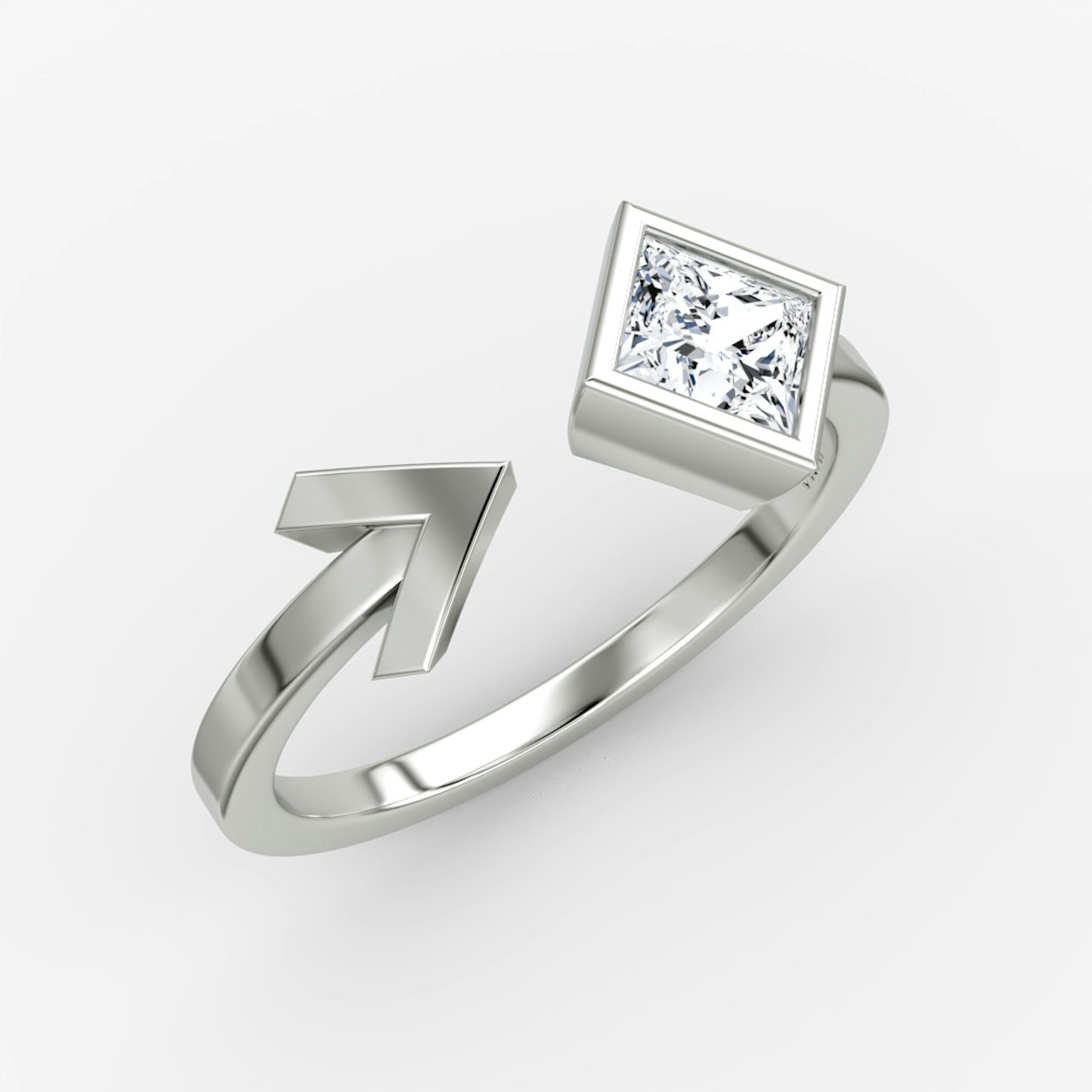 Arrow Cuff Ring | Princess | 14k | White Gold | caratWeight: 0.50ct