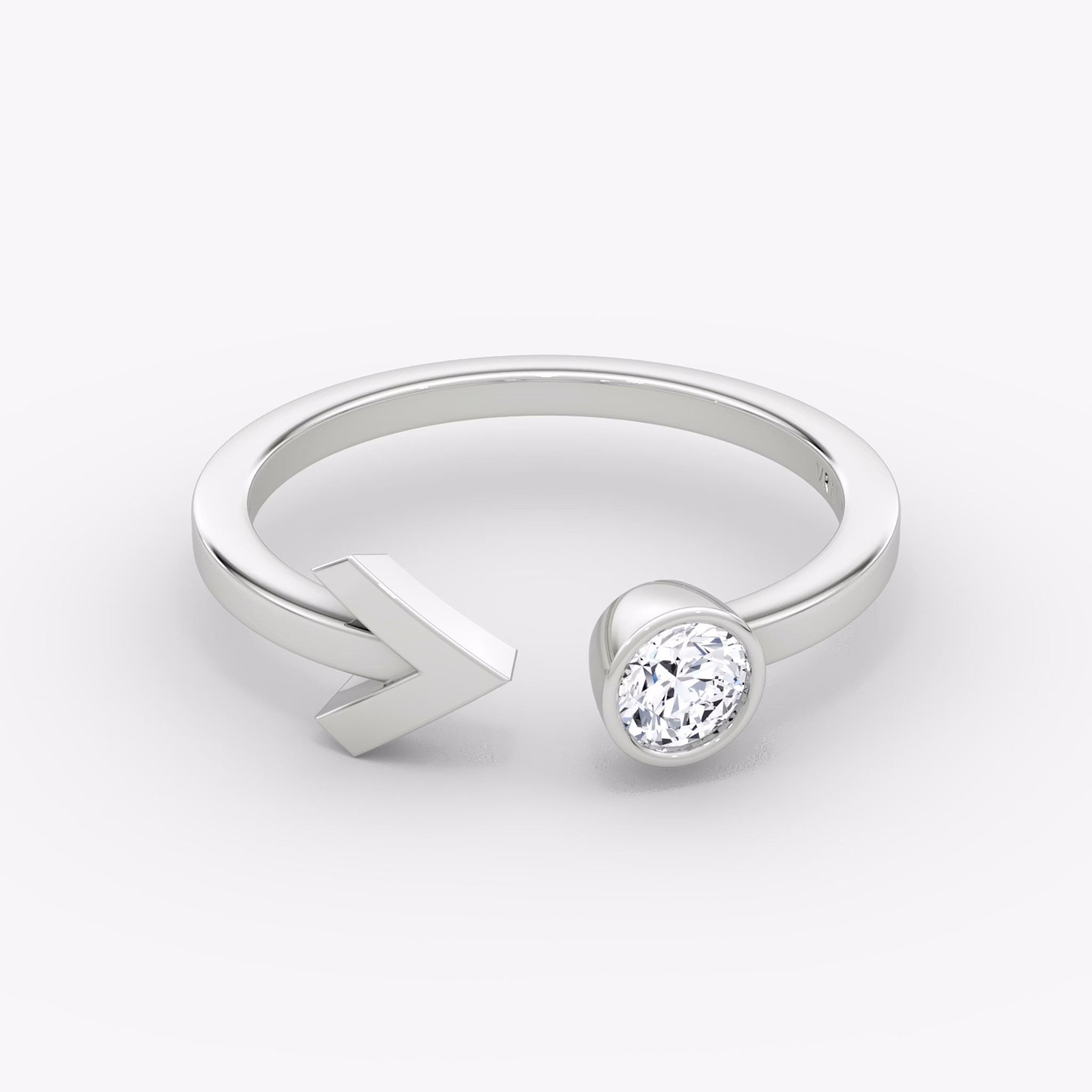 Arrow Cuff Ring | Round Brilliant | 14k | White Gold | caratWeight: 0.25ct