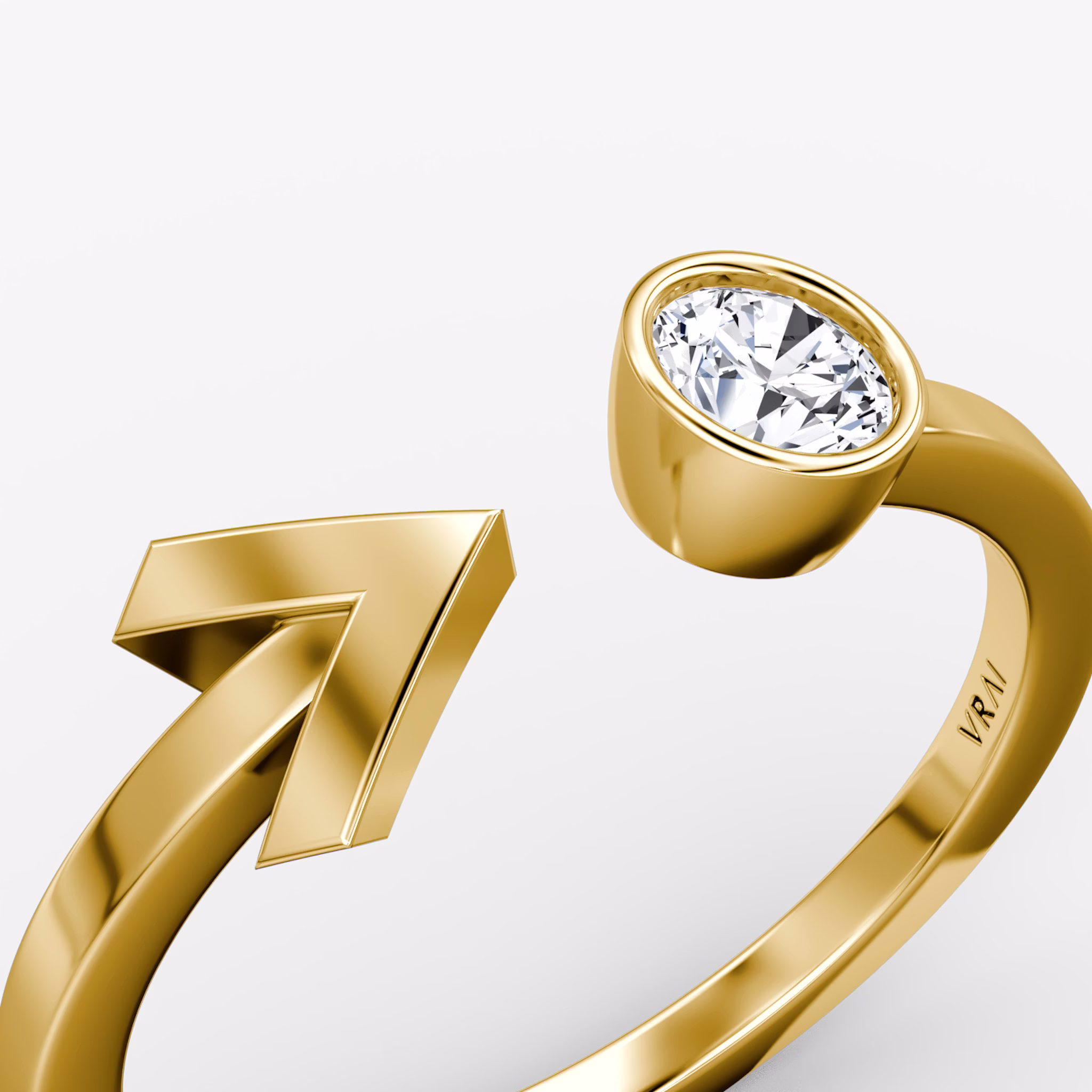 Arrow Cuff Ring | Round Brilliant | 14k | Yellow Gold | caratWeight: 0.25ct